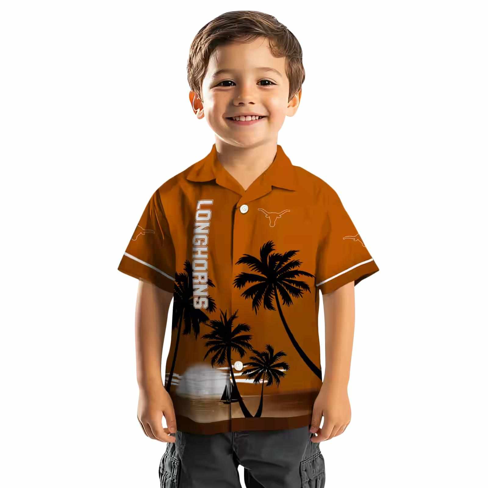 texas longhorns beach sunset orange black hawaiian shirt top rated