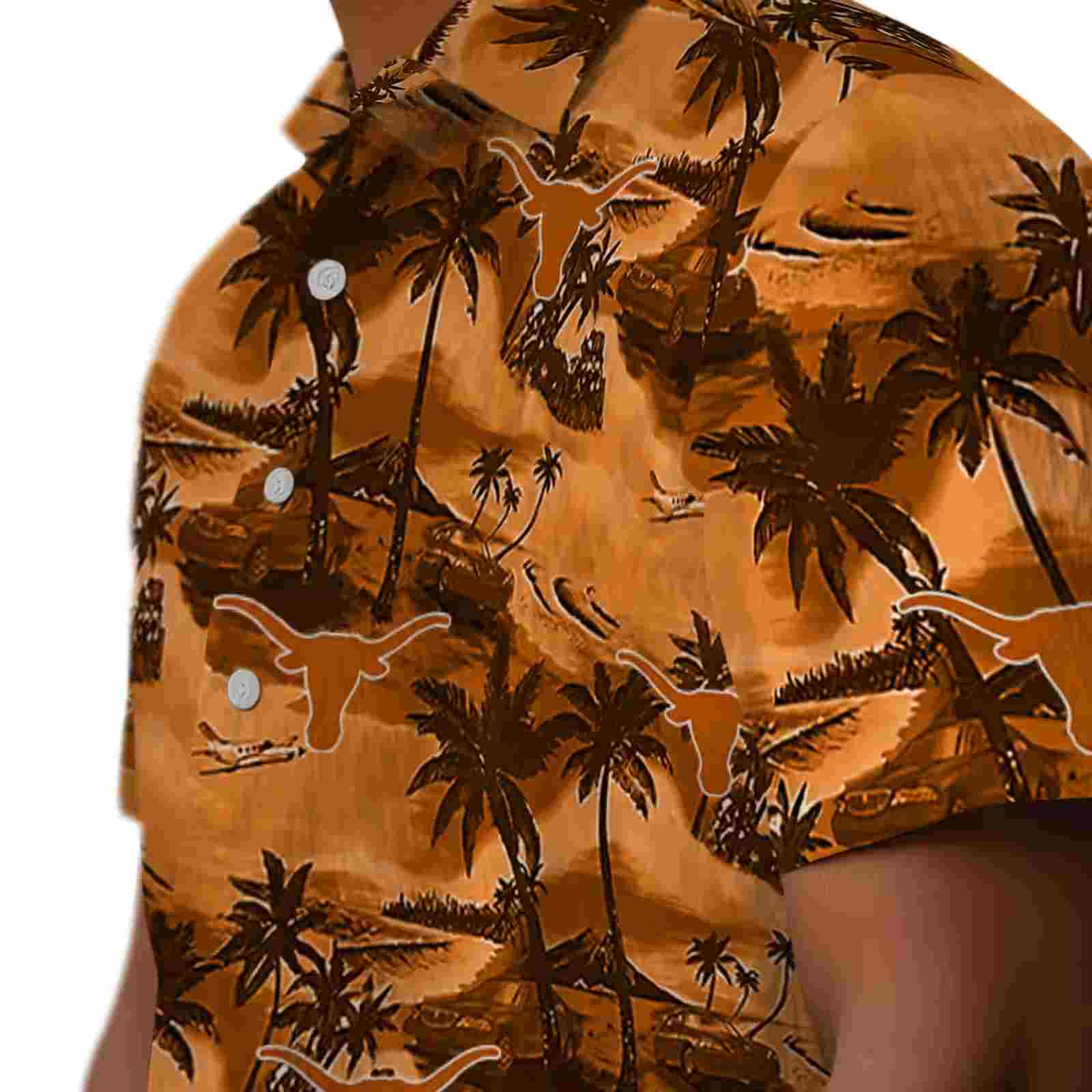 texas longhorns coastal palms orange hawaiian shirt trendy