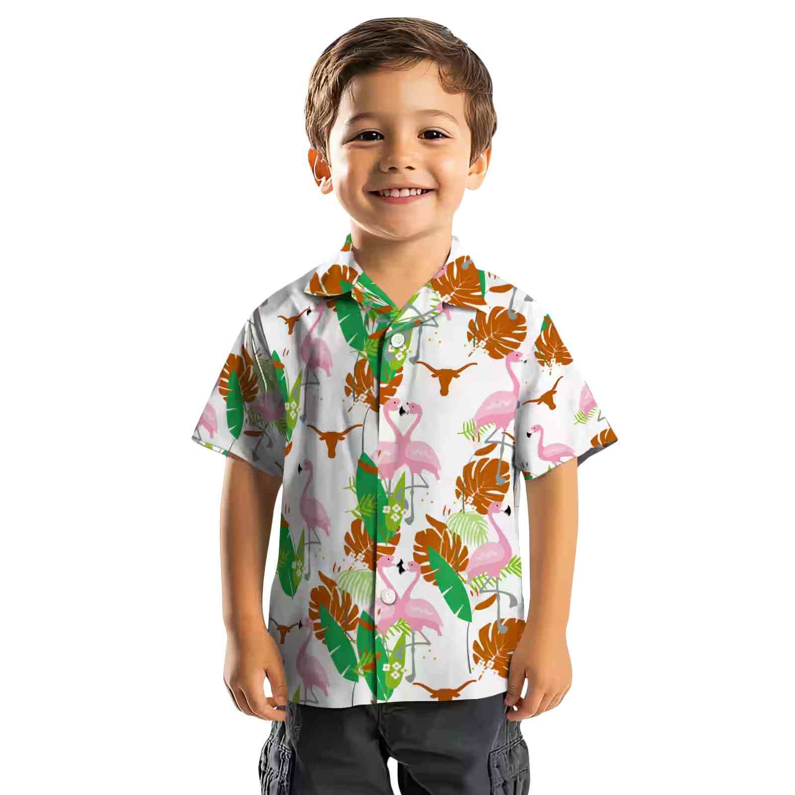 texas longhorns flamingo foliage orange green hawaiian shirt top rated