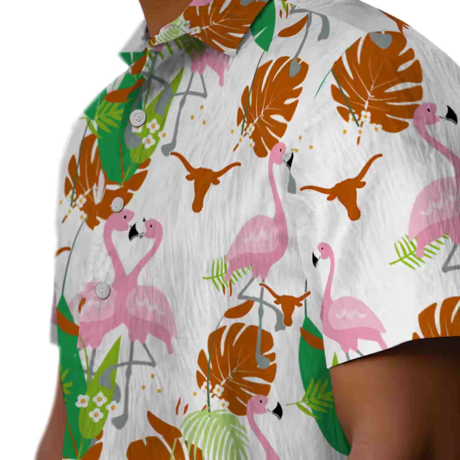 texas longhorns flamingo foliage orange green hawaiian shirt trendy