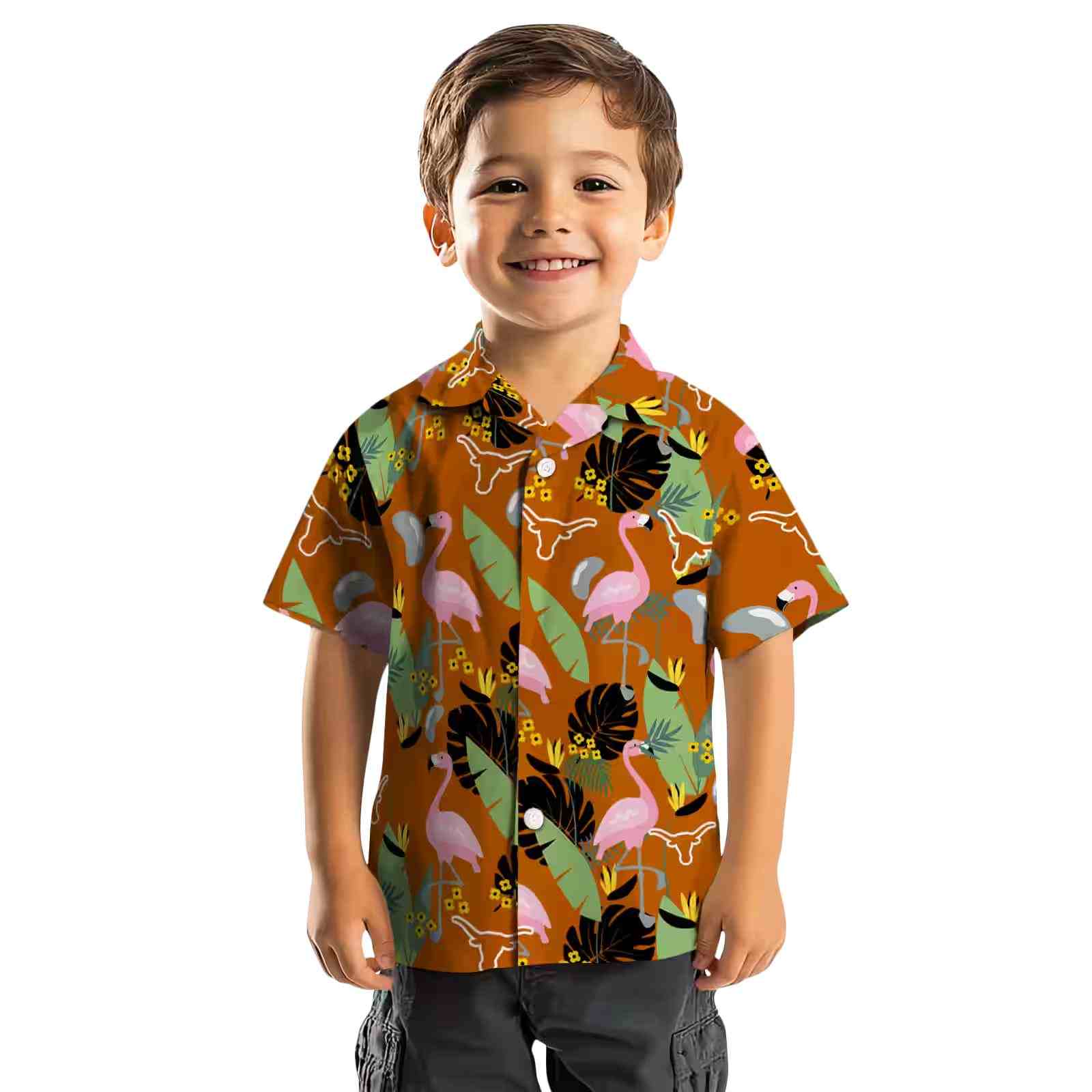 texas longhorns flamingo leaves orange hawaiian shirt top rated