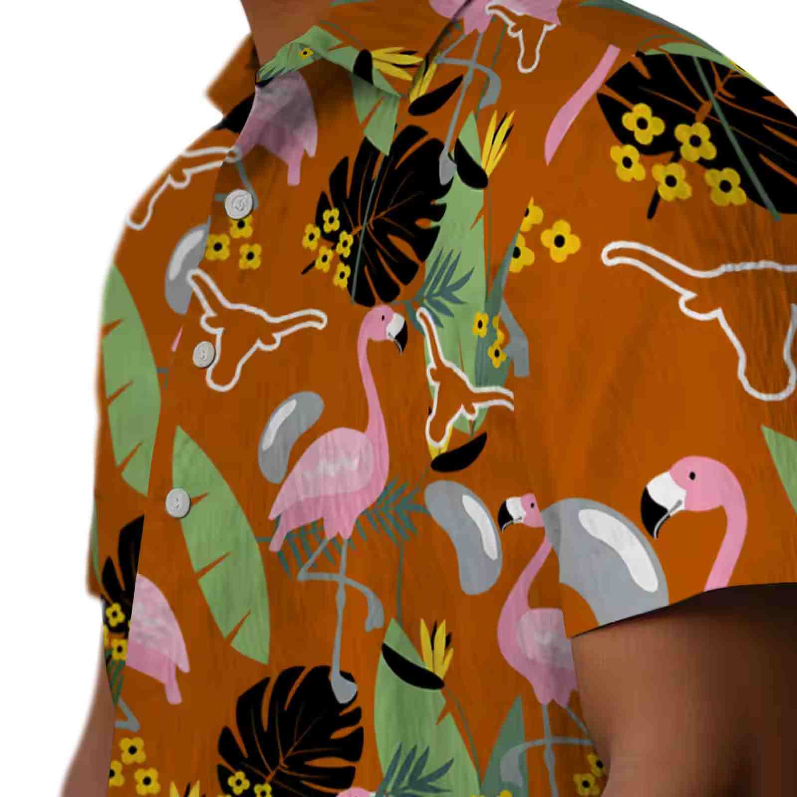 texas longhorns flamingo leaves orange hawaiian shirt trendy