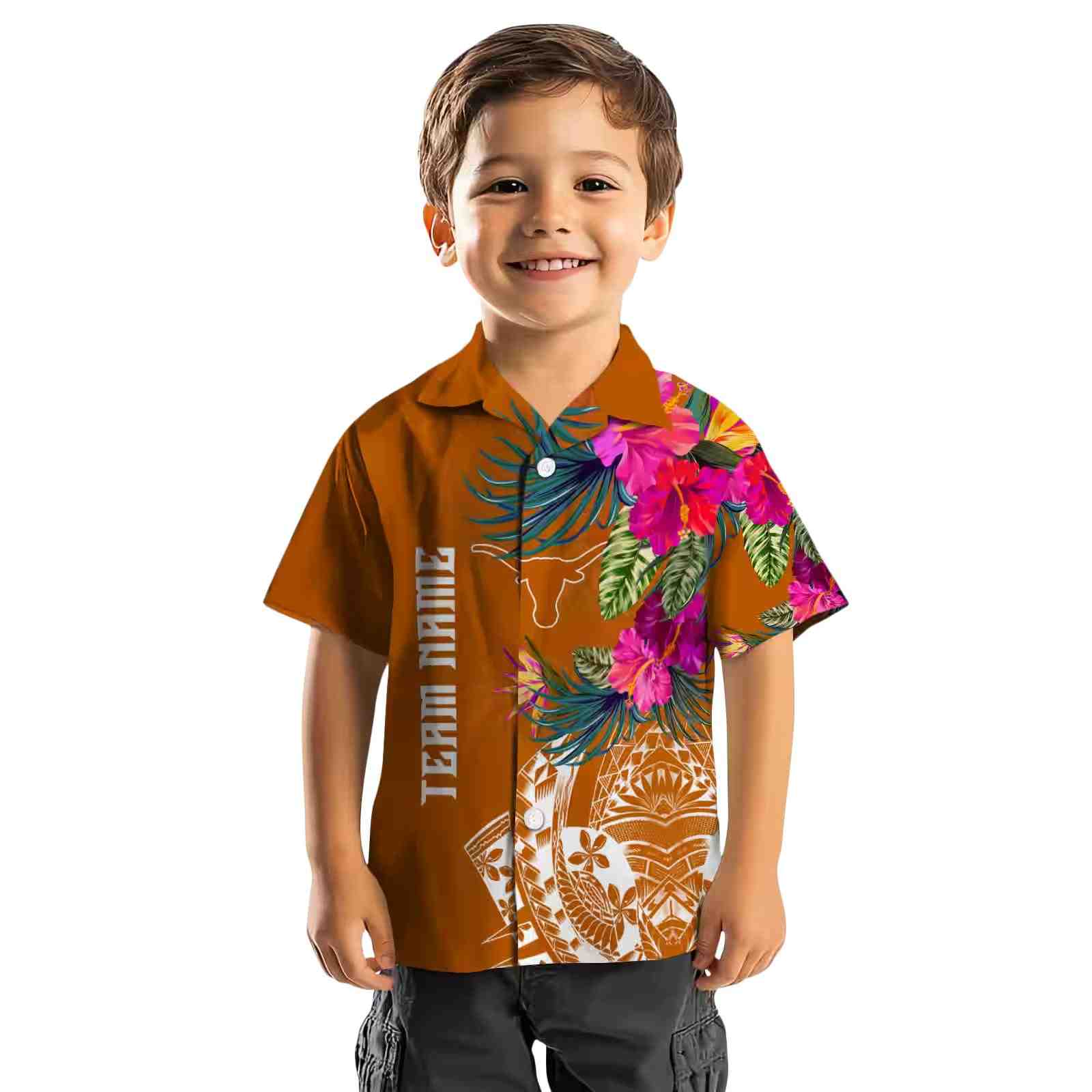 texas longhorns floral polynesian orange hawaiian shirt top rated