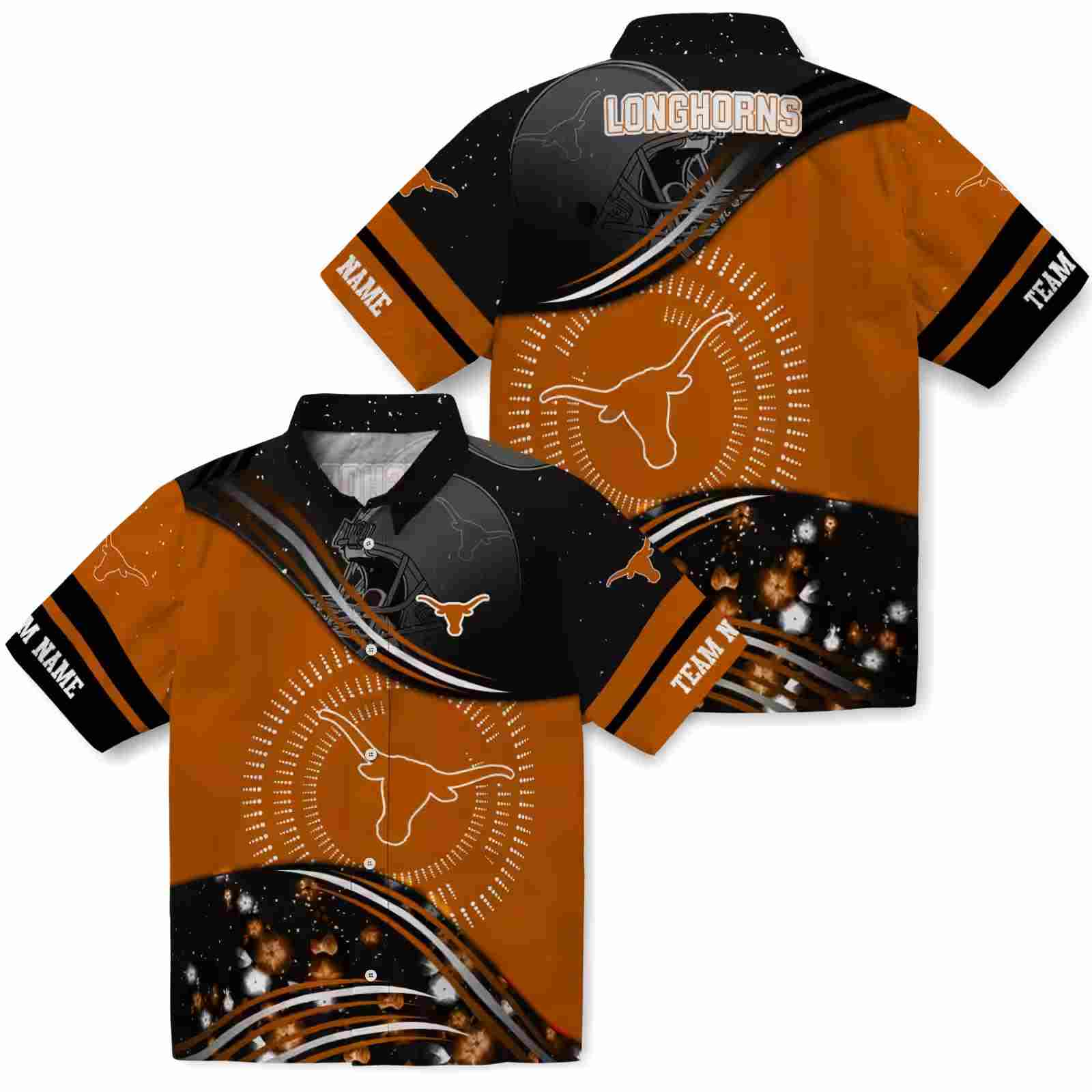 texas longhorns football wave orange black hawaiian shirt high quality