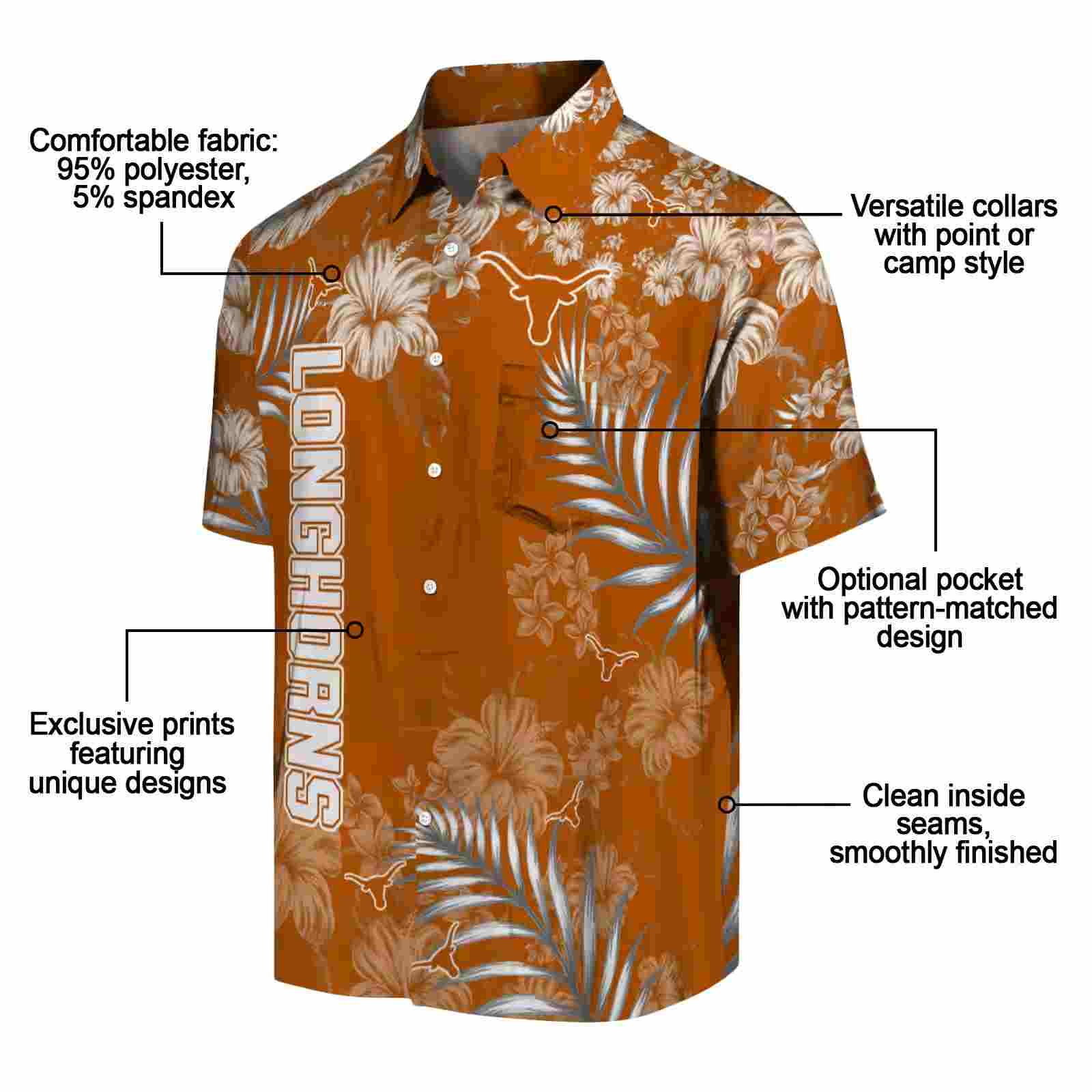 texas longhorns hibiscus print orange hawaiian shirt new arrival