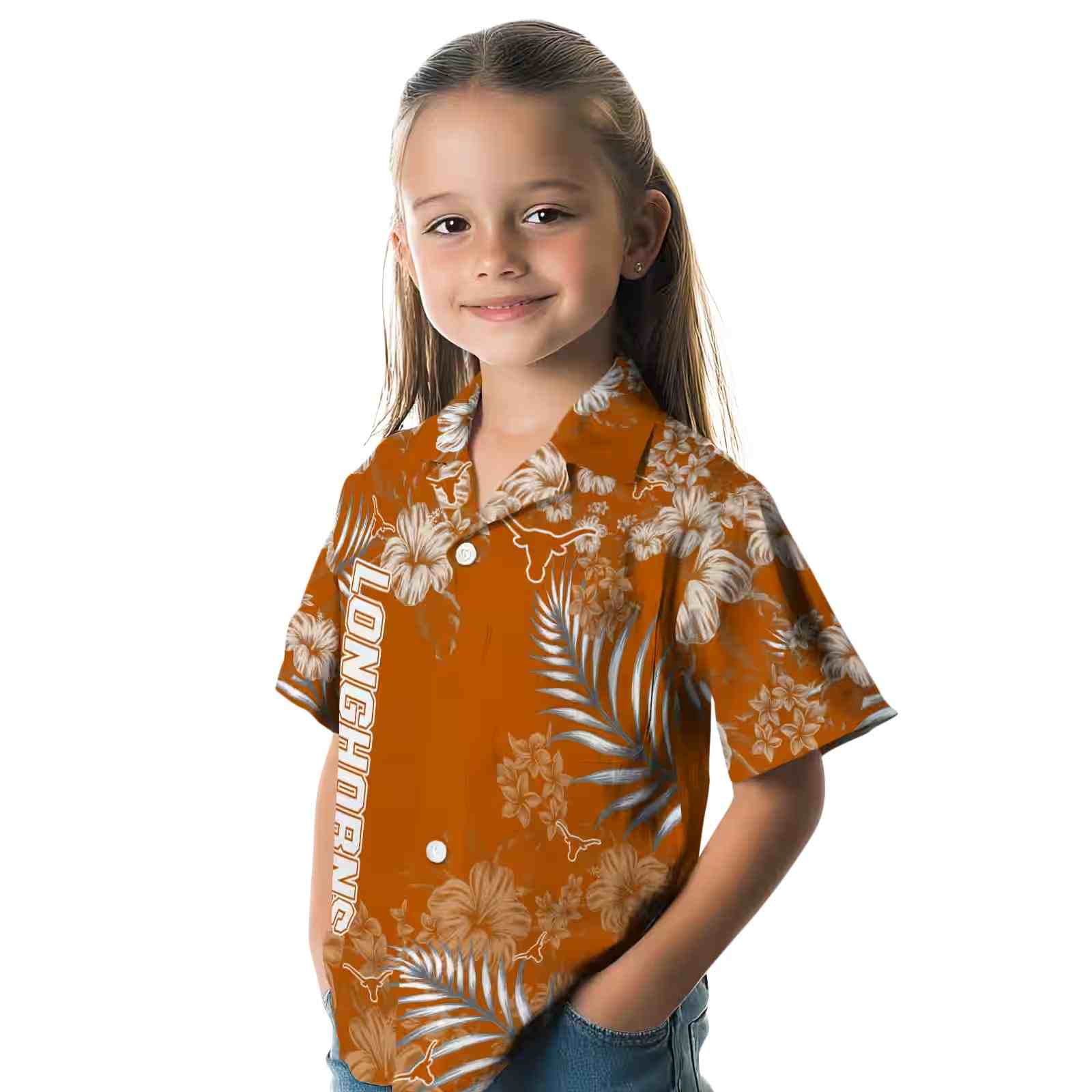 texas longhorns hibiscus print orange hawaiian shirt premium grade