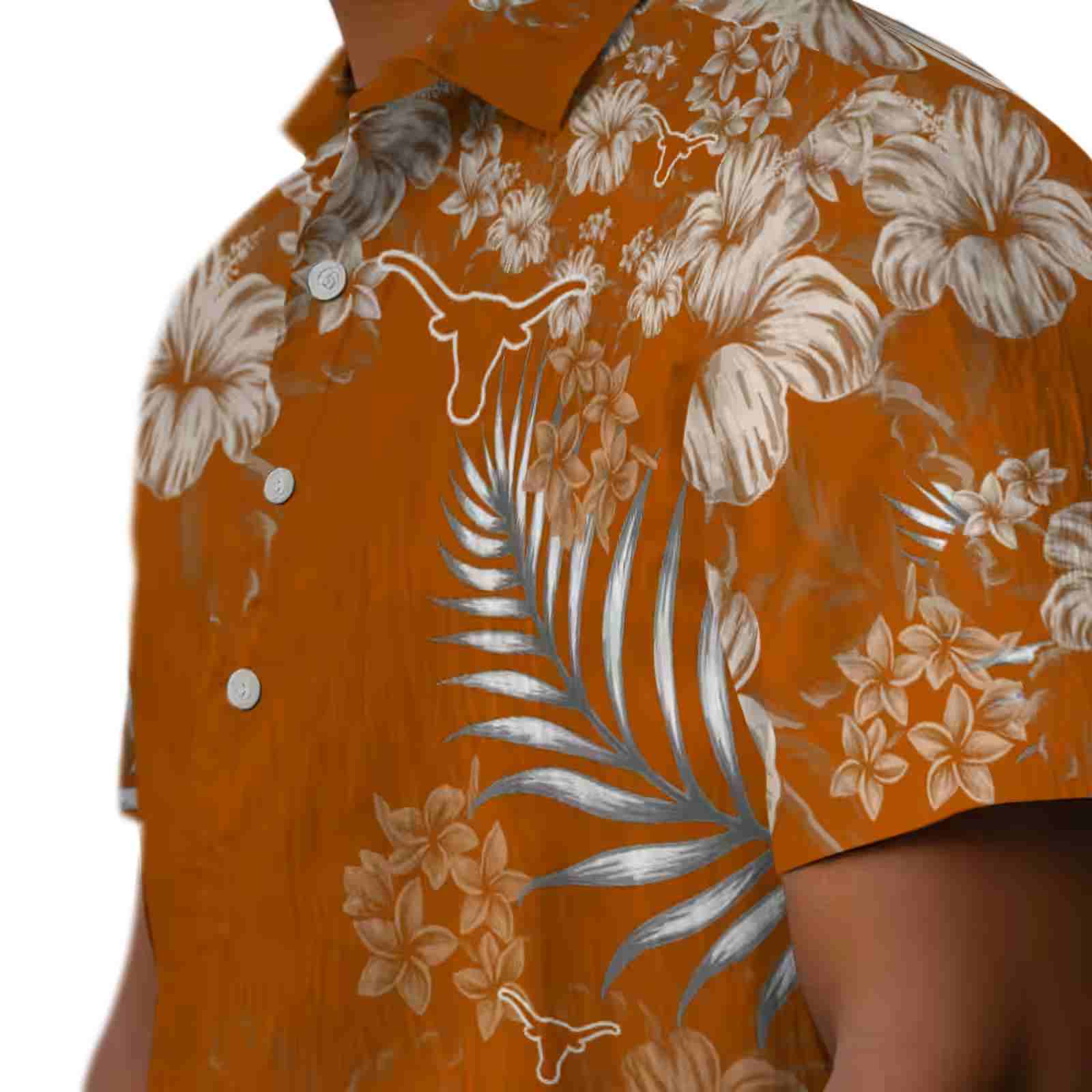 texas longhorns hibiscus print orange hawaiian shirt trendy