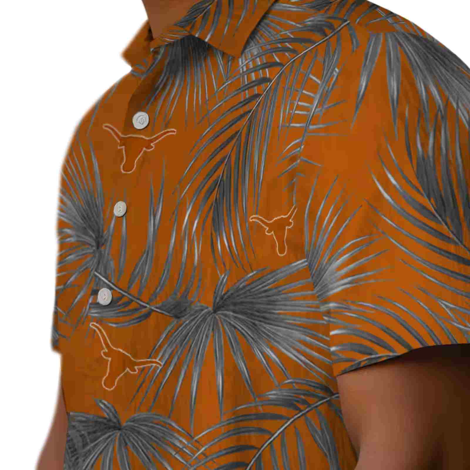 texas longhorns leafy palms orange hawaiian shirt trendy