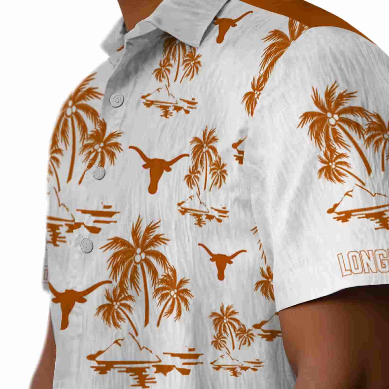 texas longhorns palm island print orange white hawaiian shirt trendy