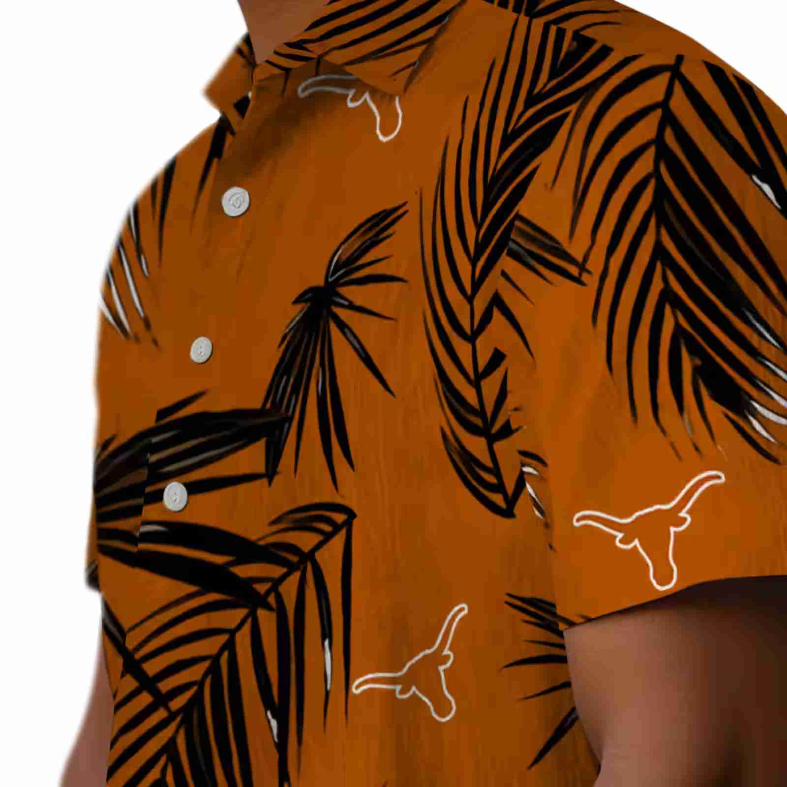 texas longhorns palm leaf orange hawaiian shirt trendy