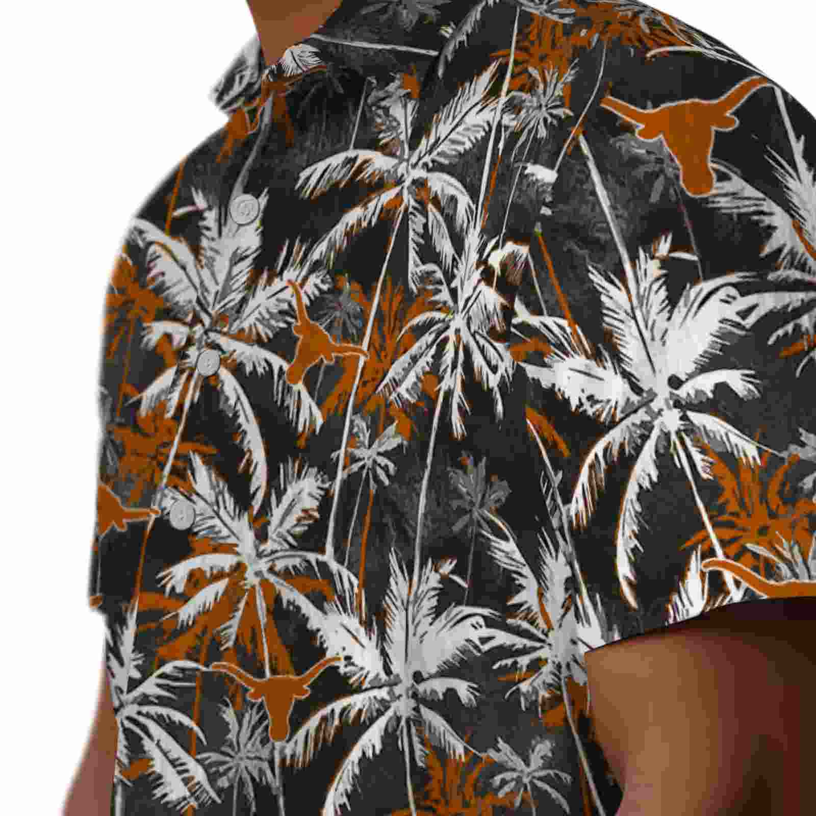 texas longhorns palm pattern orange black hawaiian shirt trendy