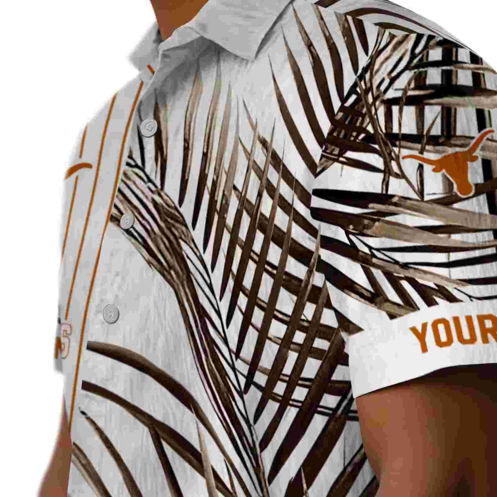 texas longhorns palm stripes orange black white hawaiian shirt trendy