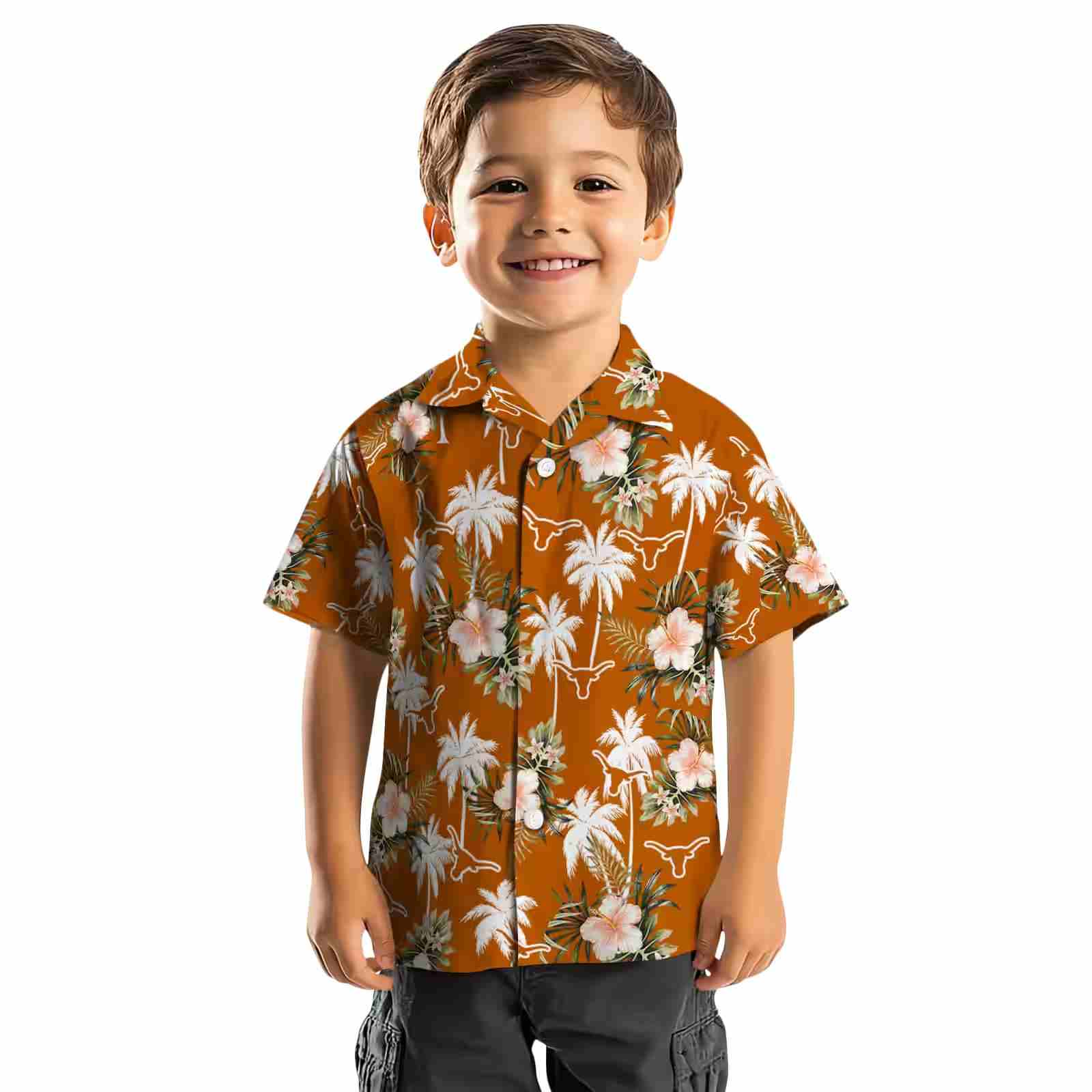 texas longhorns palm tree flower orange hawaiian shirt top rated