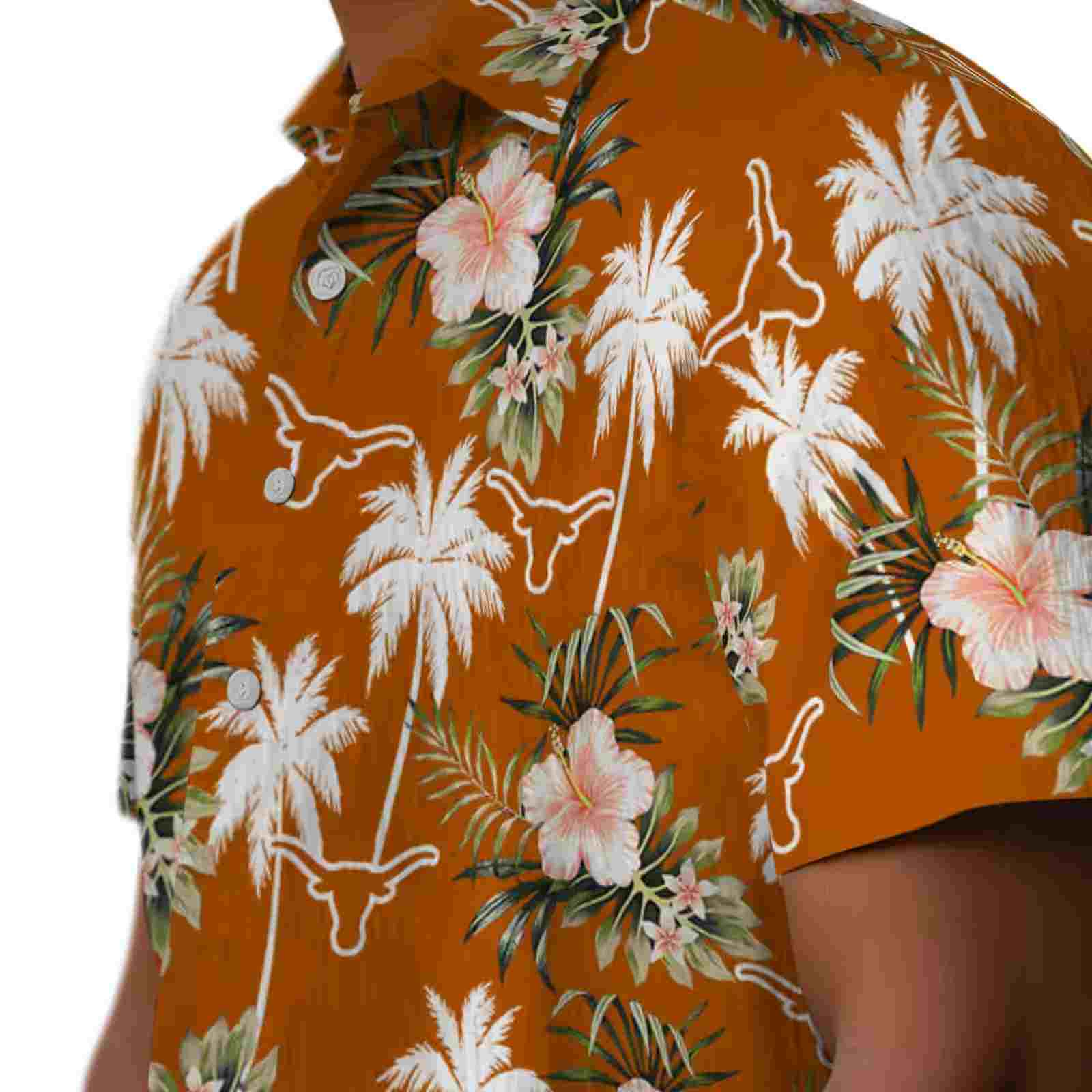 texas longhorns palm tree flower orange hawaiian shirt trendy