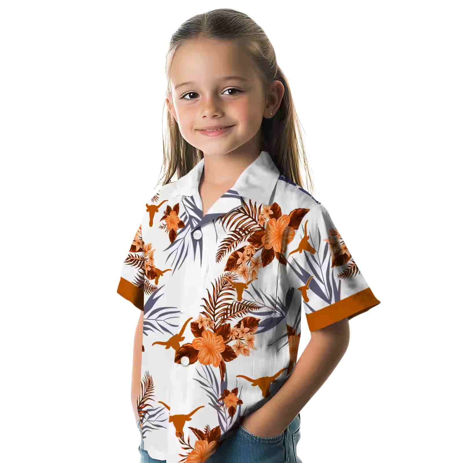 texas longhorns patriotic hibiscus design orange white hawaiian shirt premium grade