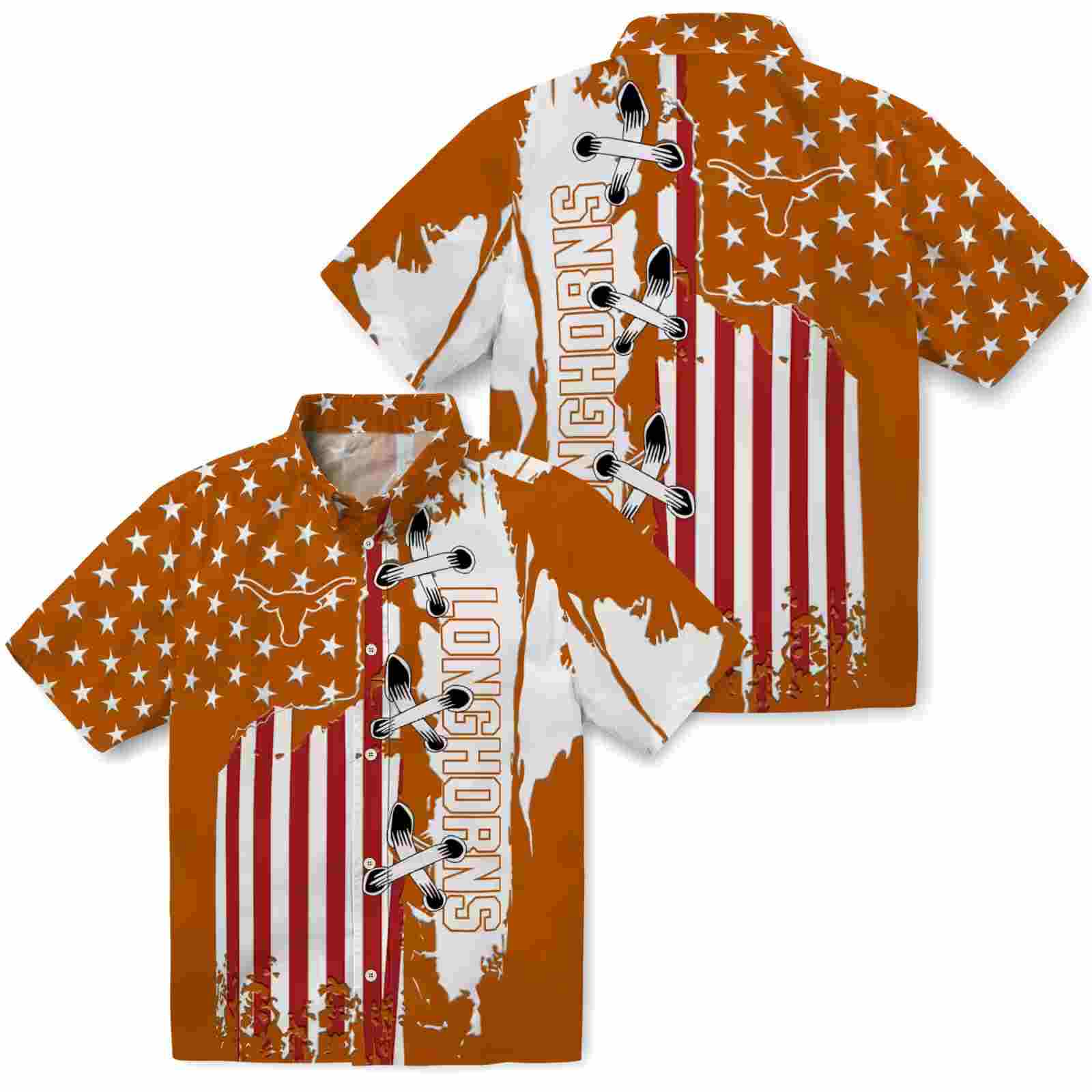 texas longhorns stitched flag orange hawaiian shirt high quality