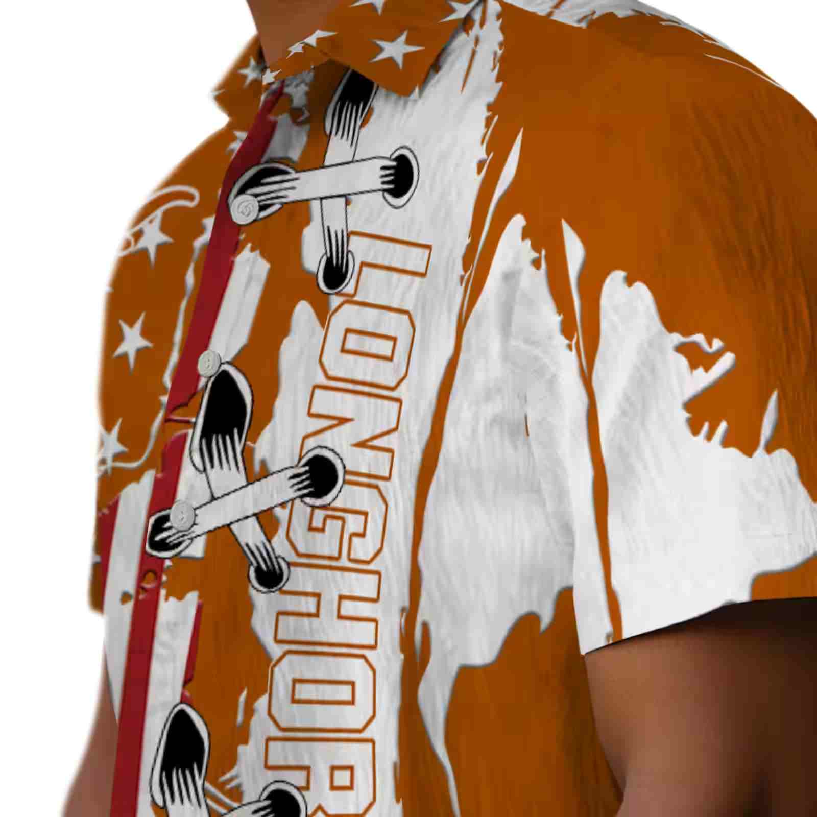 texas longhorns stitched flag orange hawaiian shirt trendy