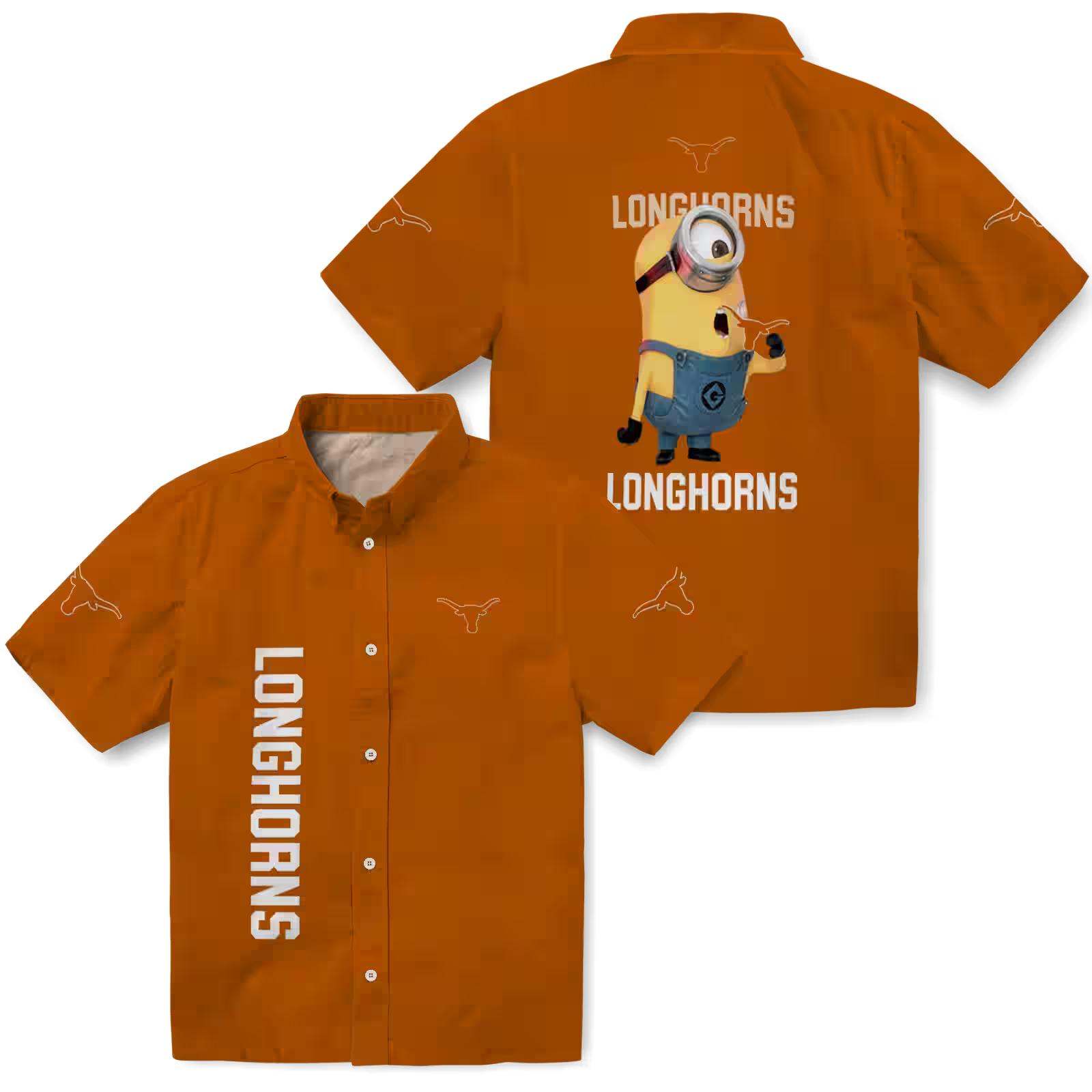 texas longhorns stuart minion orange hawaiian shirt high quality