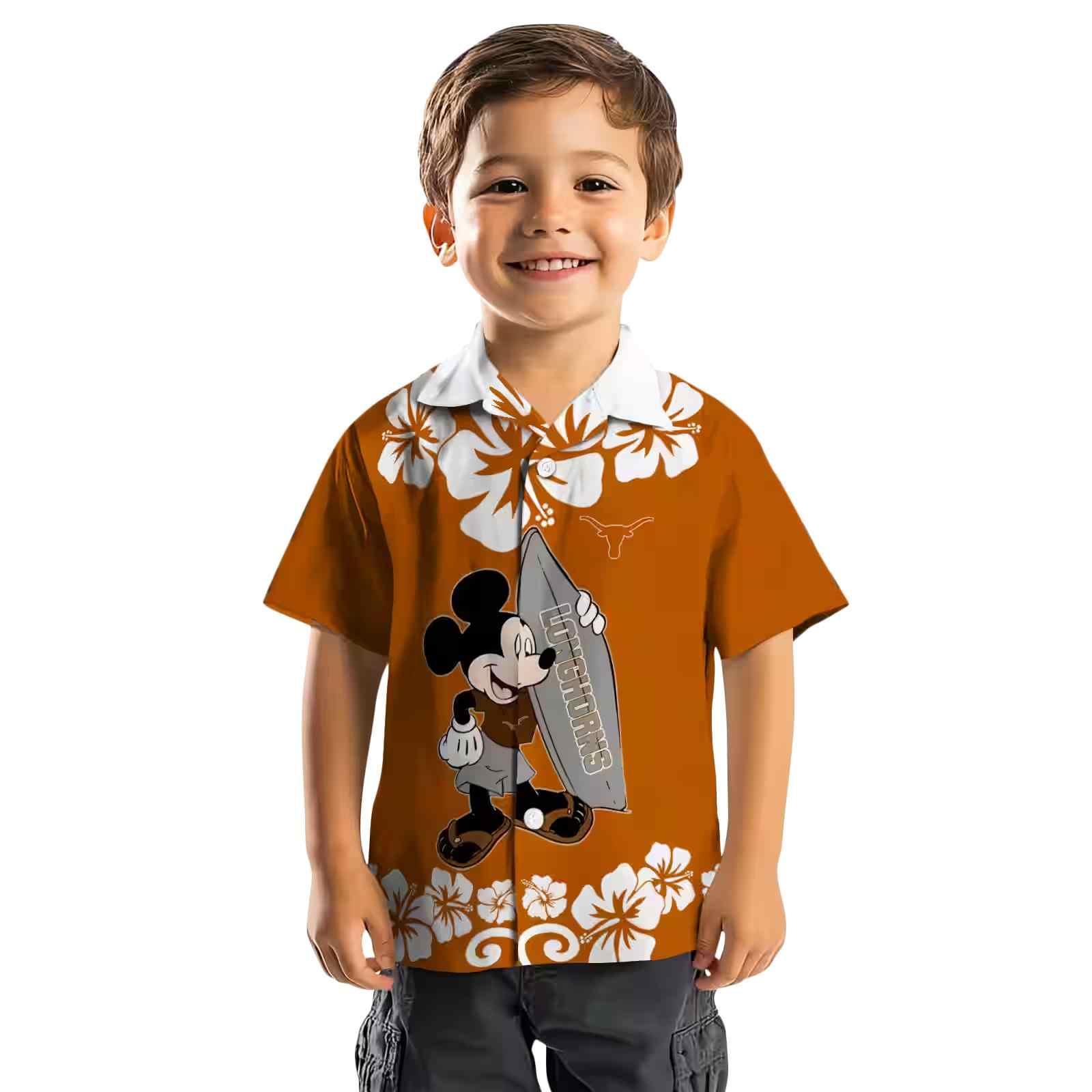 texas longhorns surfing mickey orange hawaiian shirt top rated