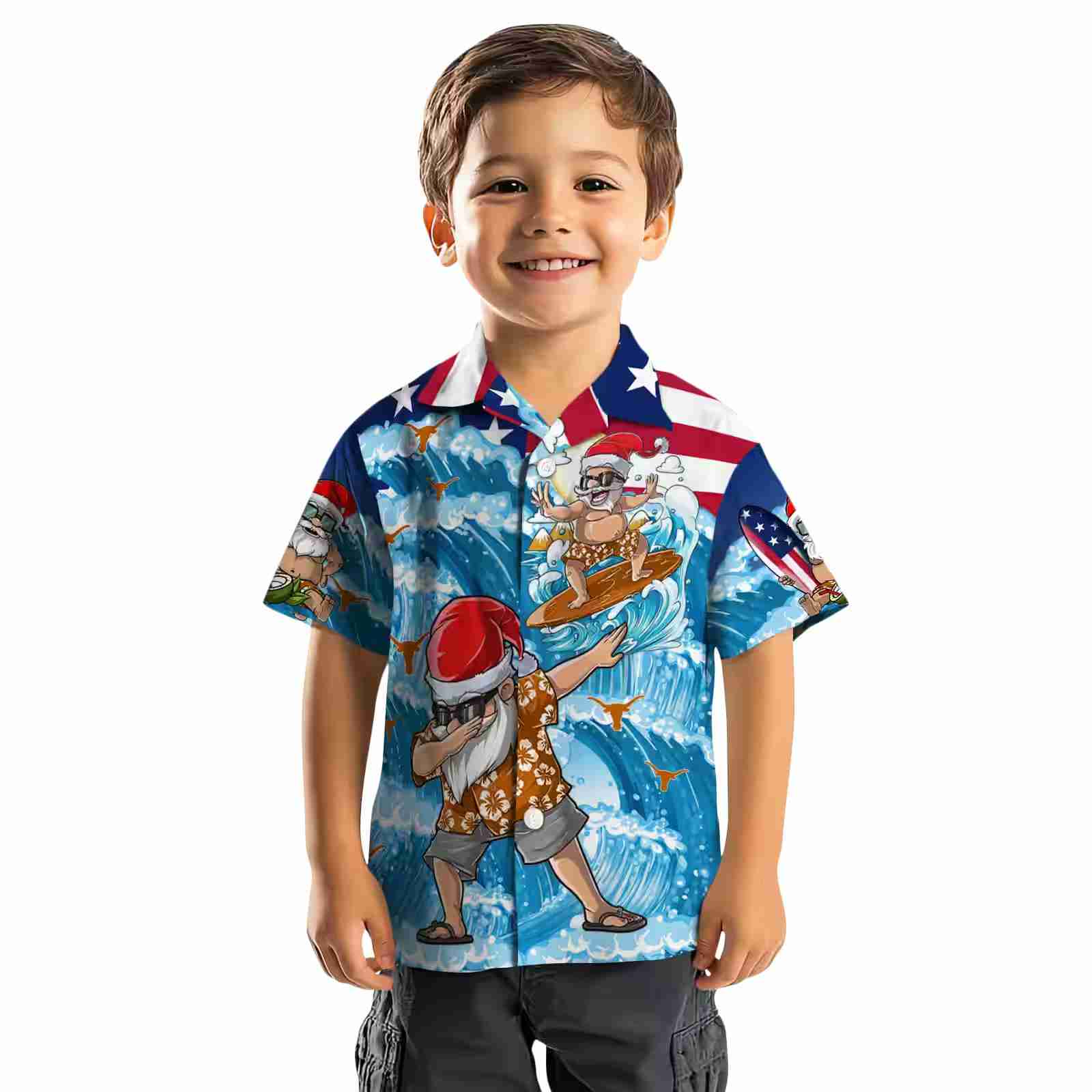 texas longhorns surfing santa blue hawaiian shirt top rated