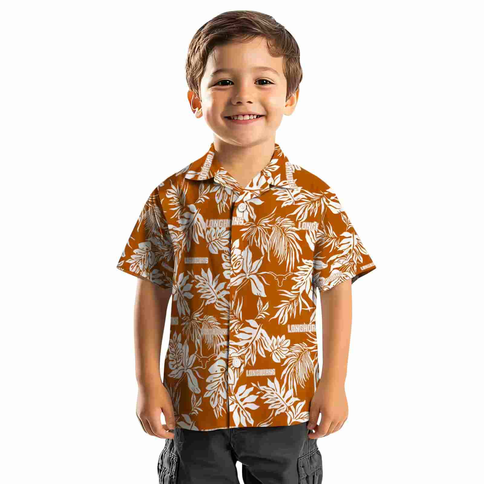 texas longhorns tropical leaf orange white hawaiian shirt top rated