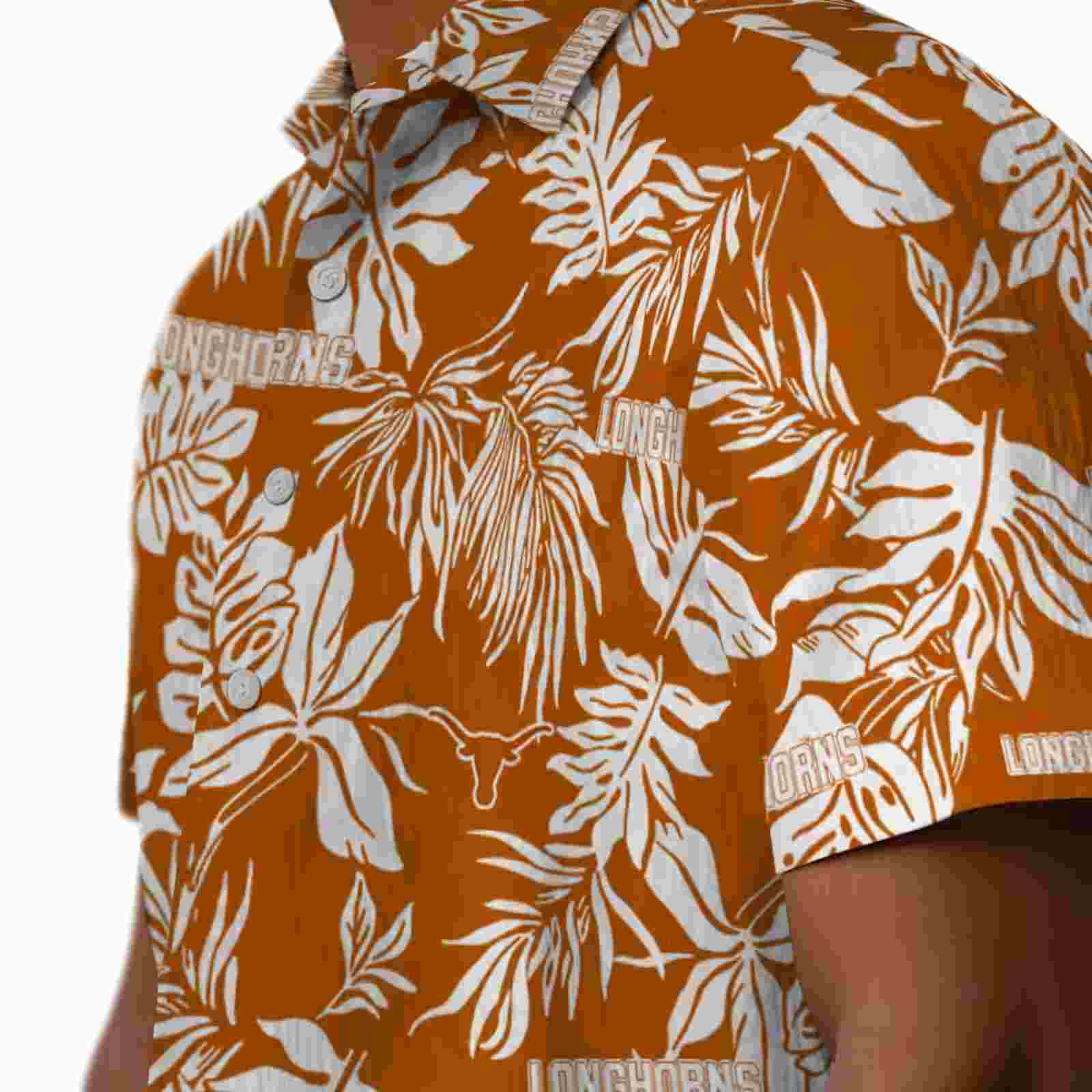 texas longhorns tropical leaf orange white hawaiian shirt trendy