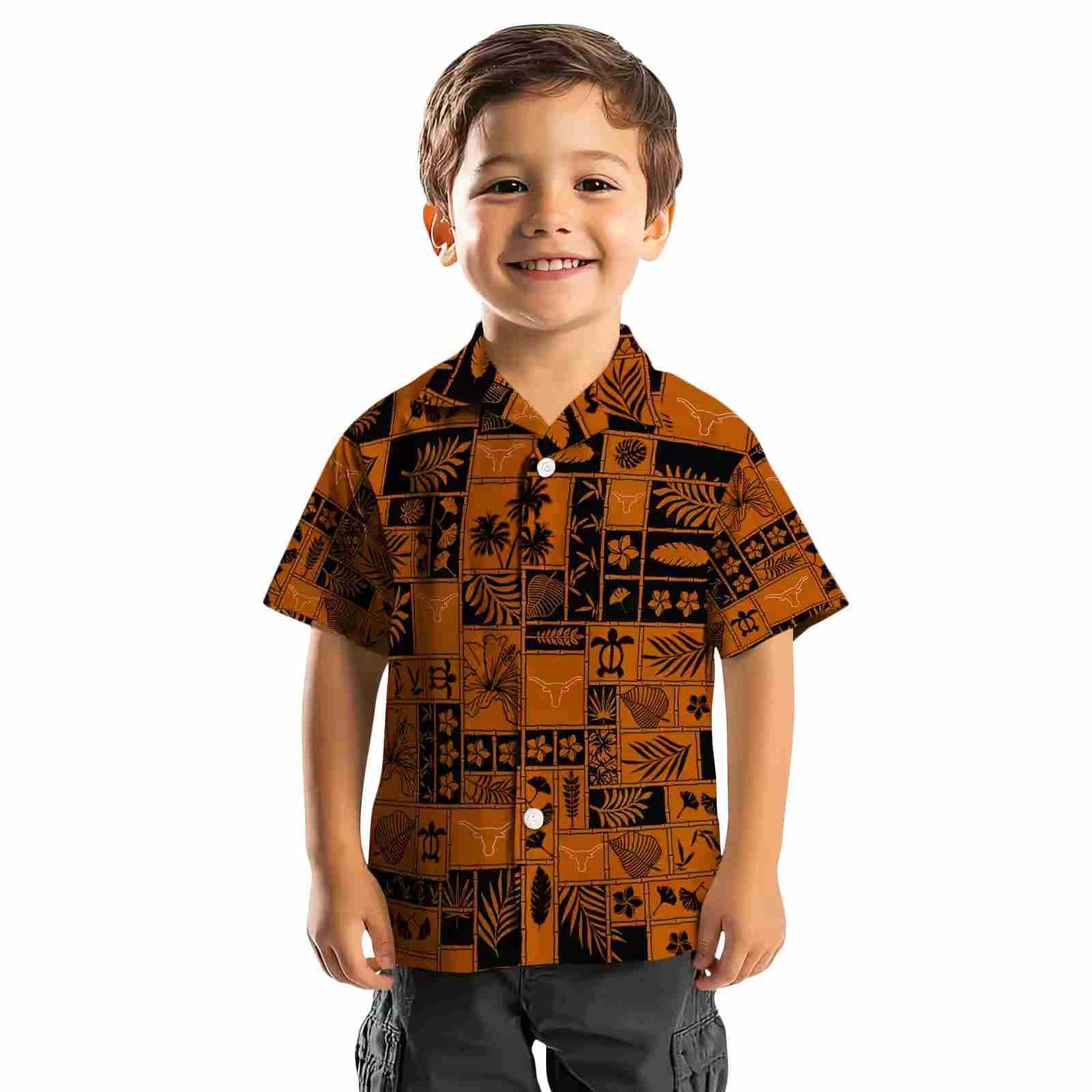 texas longhorns tropical patchwork orange black hawaiian shirt top rated