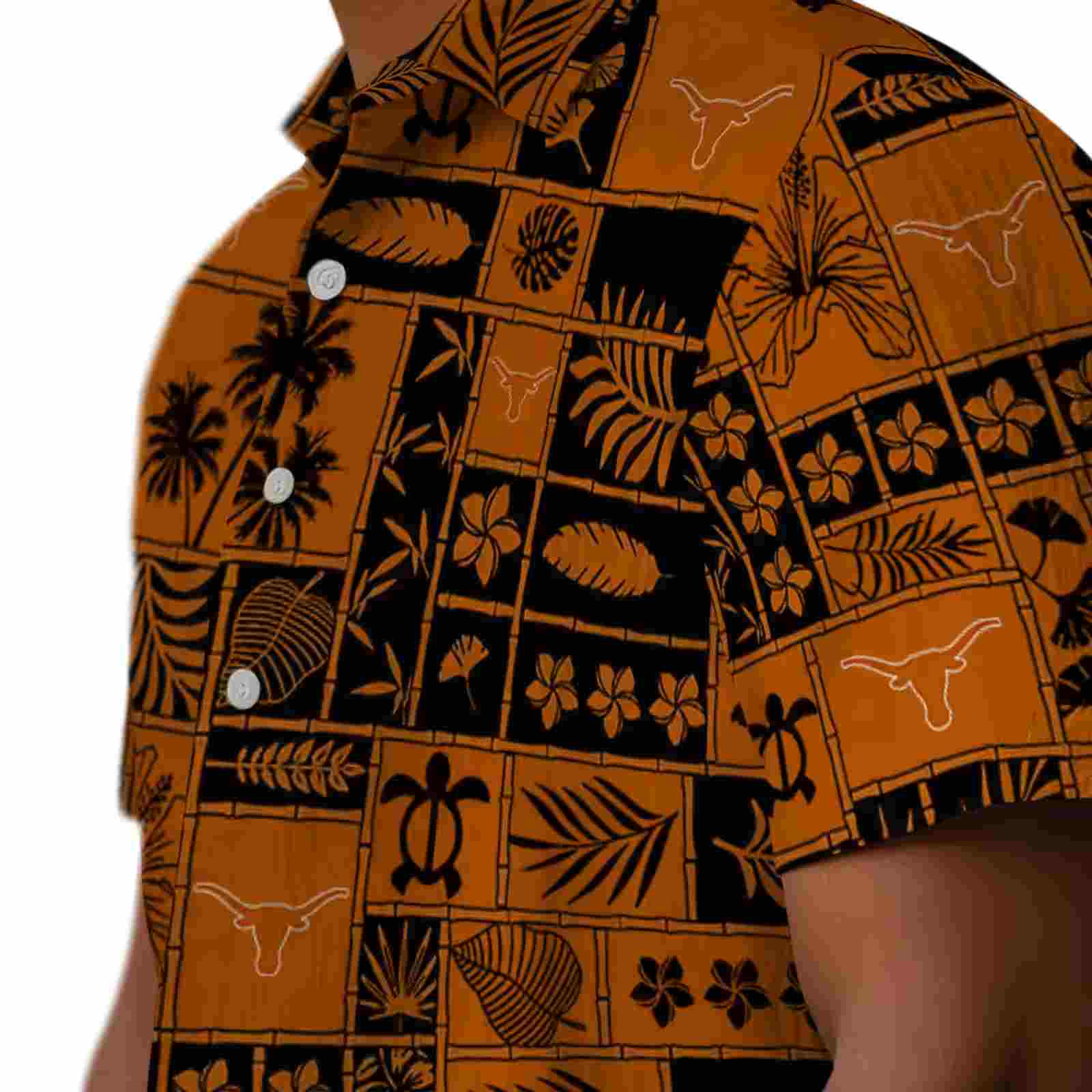 texas longhorns tropical patchwork orange black hawaiian shirt trendy