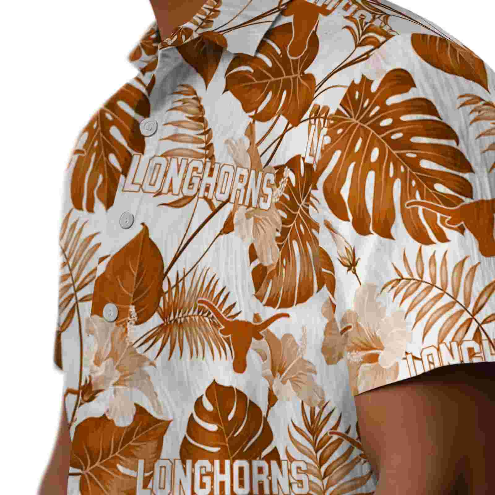 texas longhorns tropical plants orange white hawaiian shirt trendy