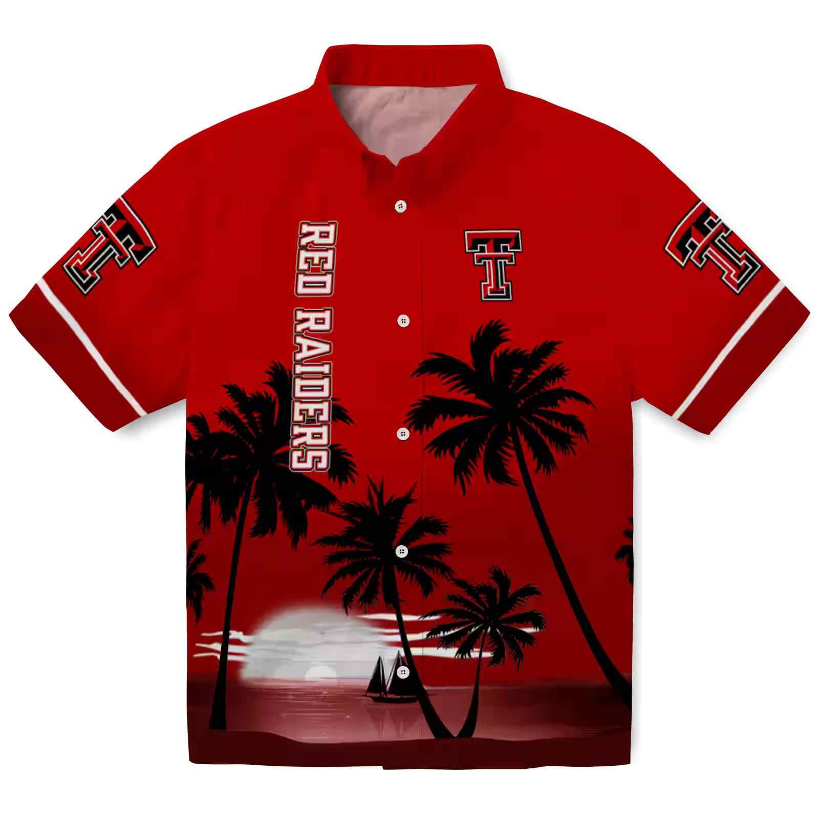 Texas Tech Red Raiders Beach Sunset Red Black Hawaiian Shirt