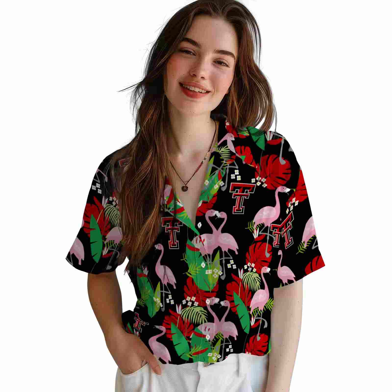 texas tech red raiders flamingo foliage red green hawaiian shirt latest model