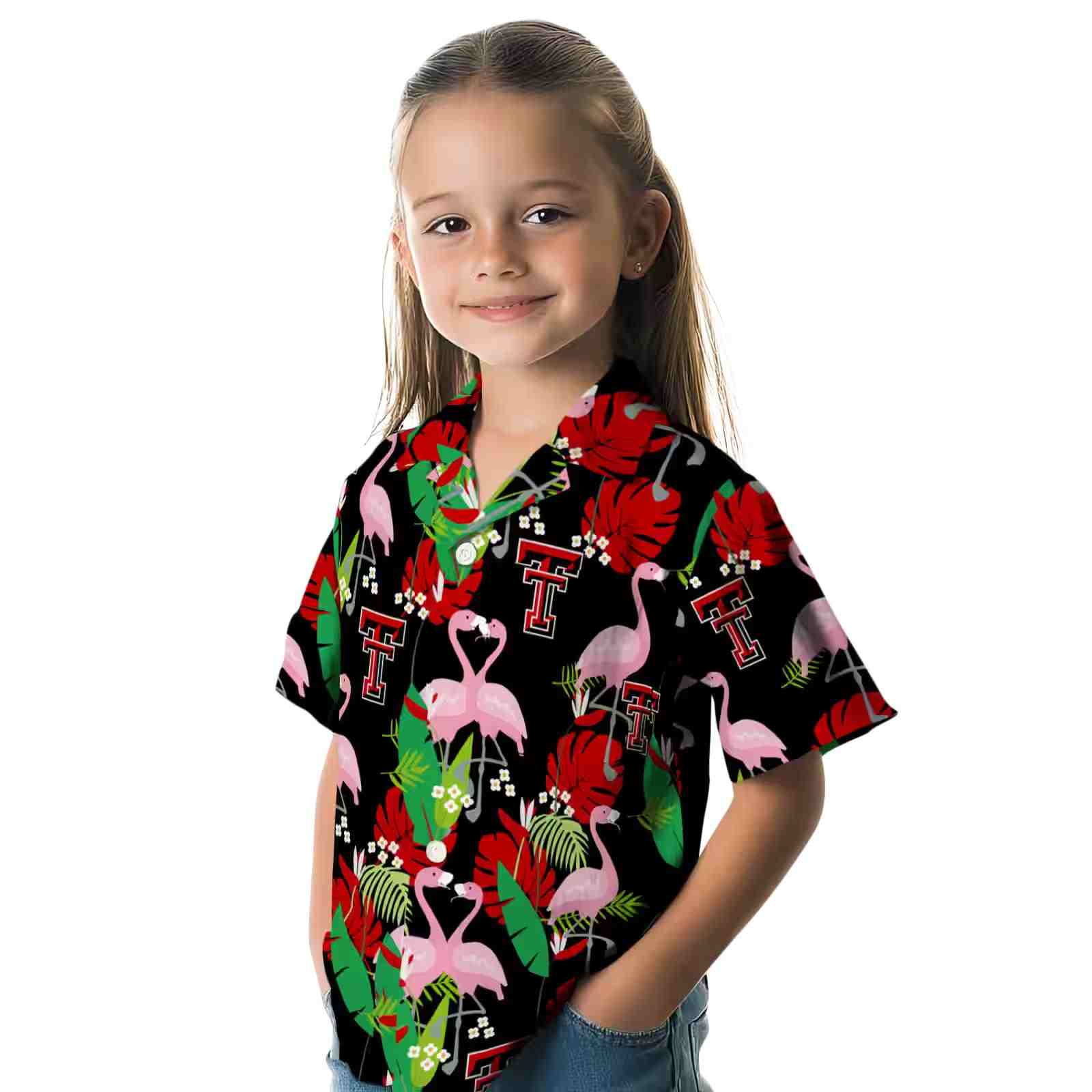 texas tech red raiders flamingo foliage red green hawaiian shirt premium grade