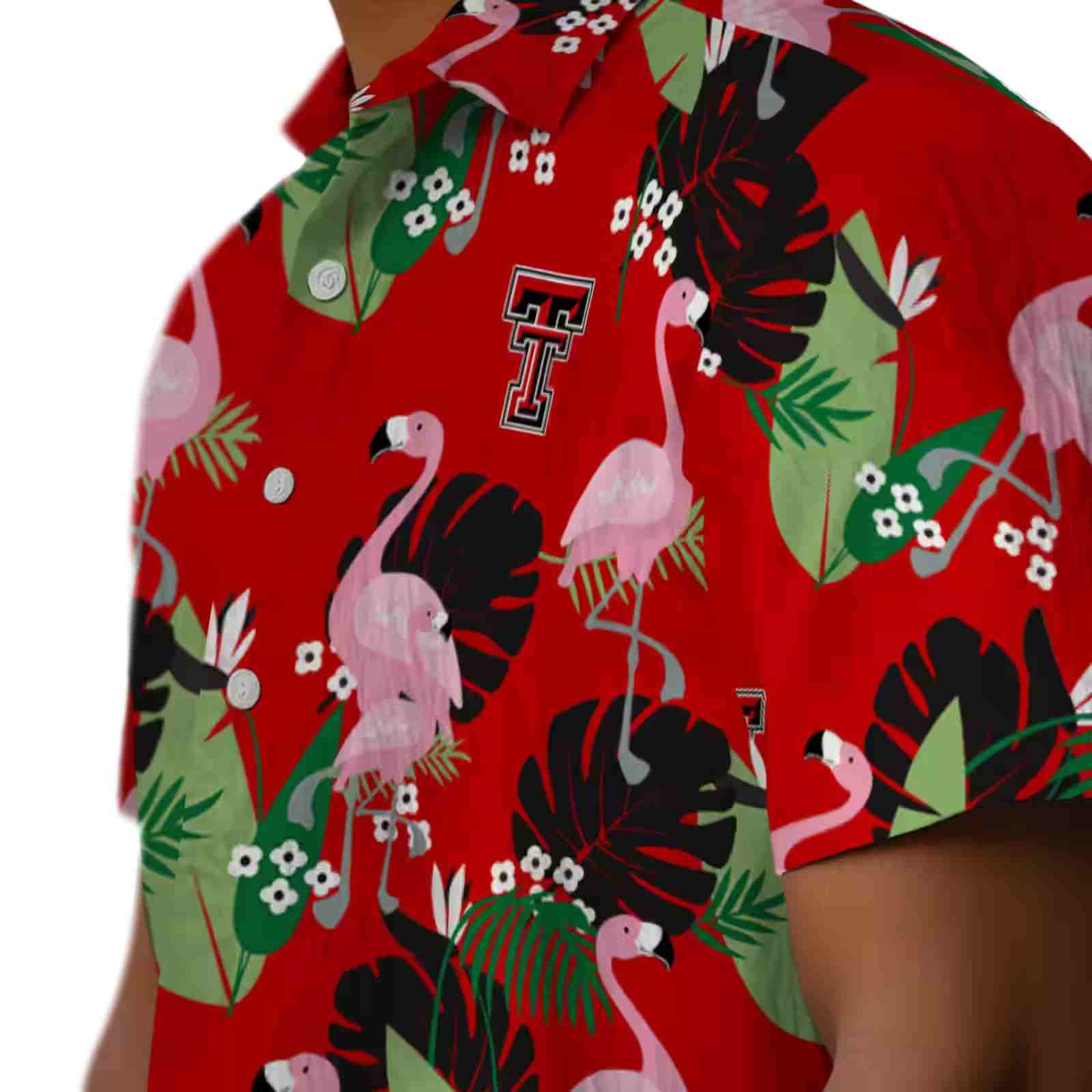 texas tech red raiders flamingo leaf motif red hawaiian shirt trendy