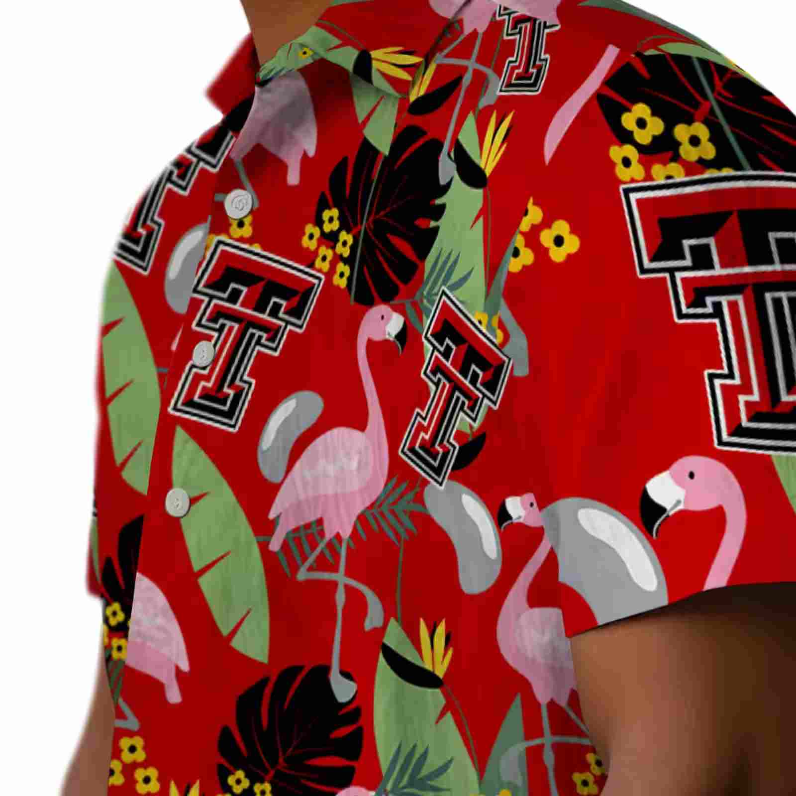 texas tech red raiders flamingo leaves red hawaiian shirt trendy