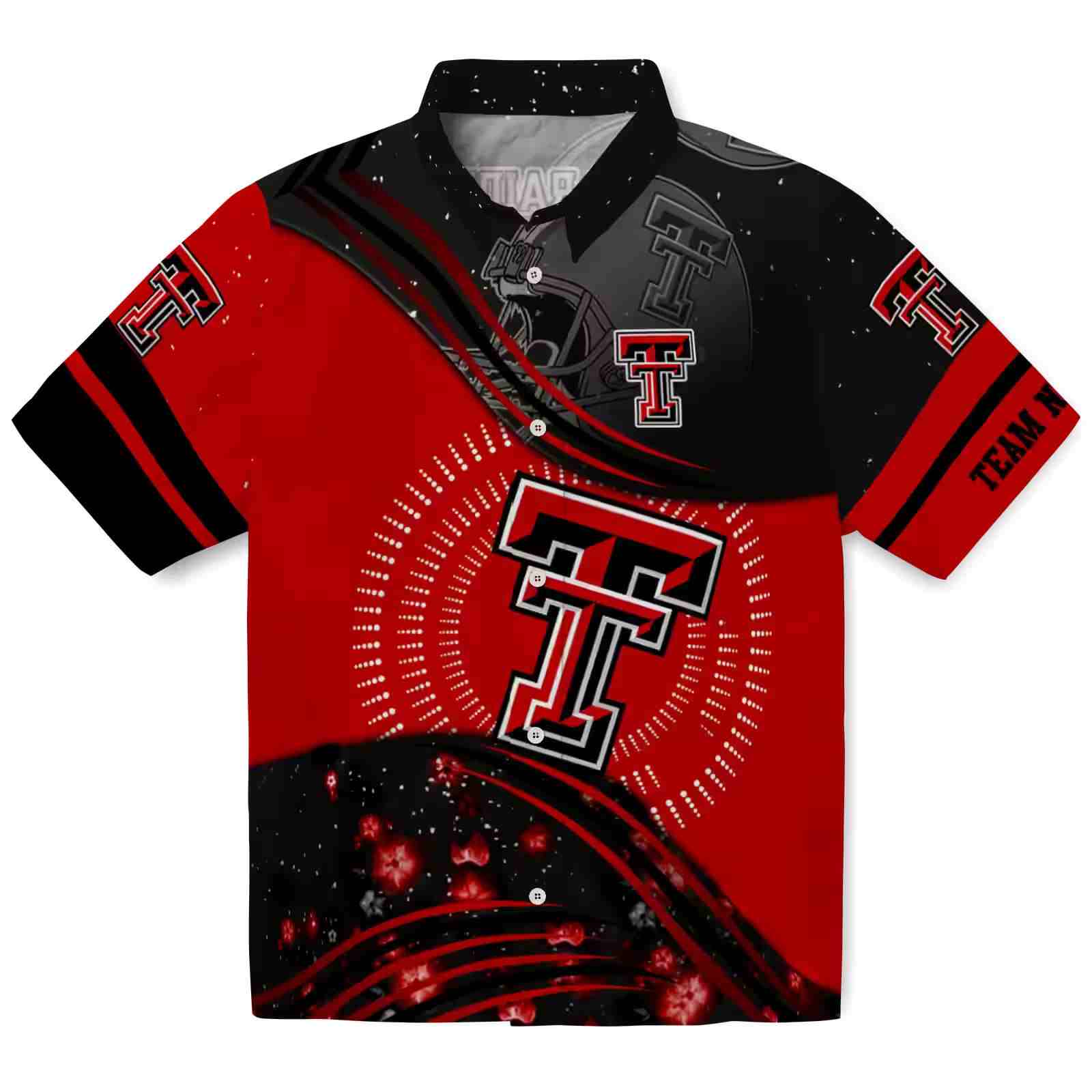 Texas Tech Red Raiders Football Wave Red Black Hawaiian Shirt