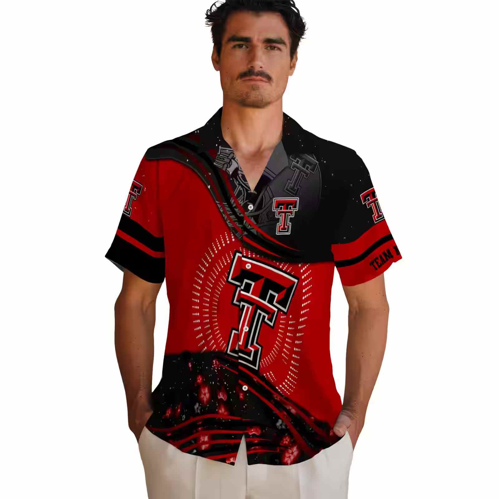 texas tech red raiders football wave red black hawaiian shirt fashion forward