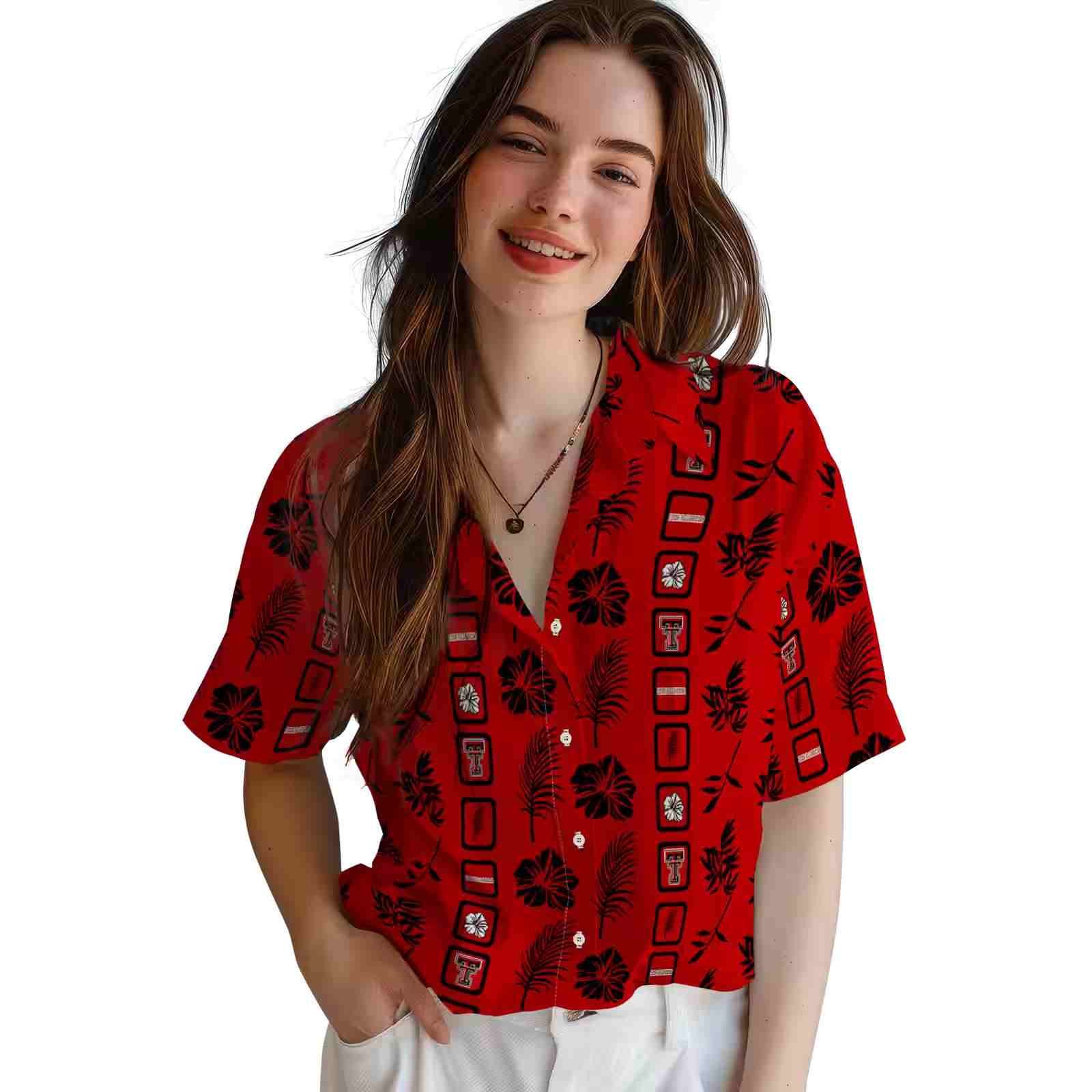 texas tech red raiders framed floral red hawaiian shirt latest model