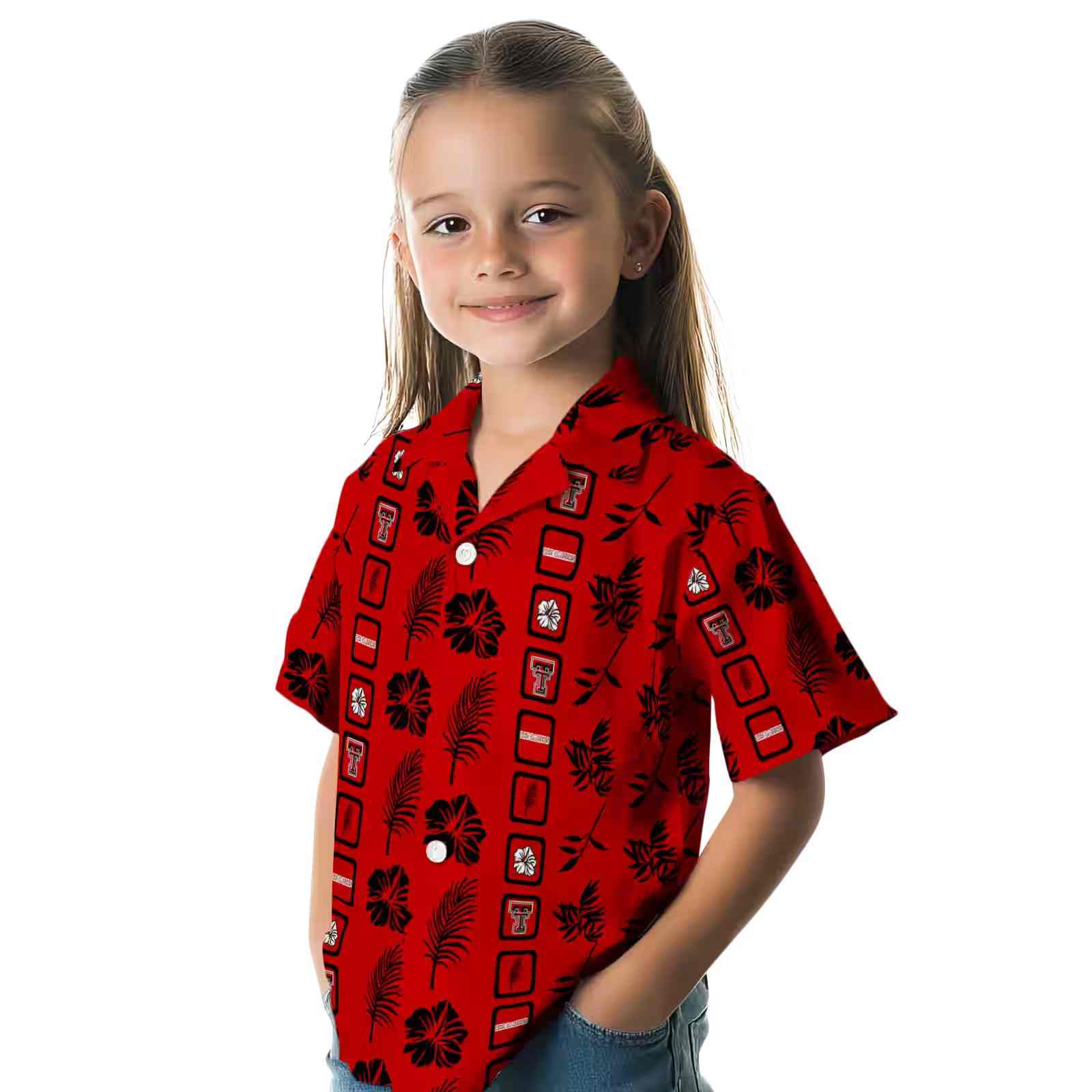 texas tech red raiders framed floral red hawaiian shirt premium grade