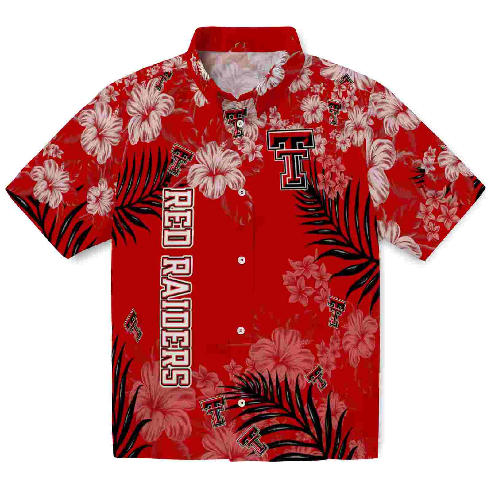 Texas Tech Red Raiders Hibiscus Print Red Hawaiian Shirt