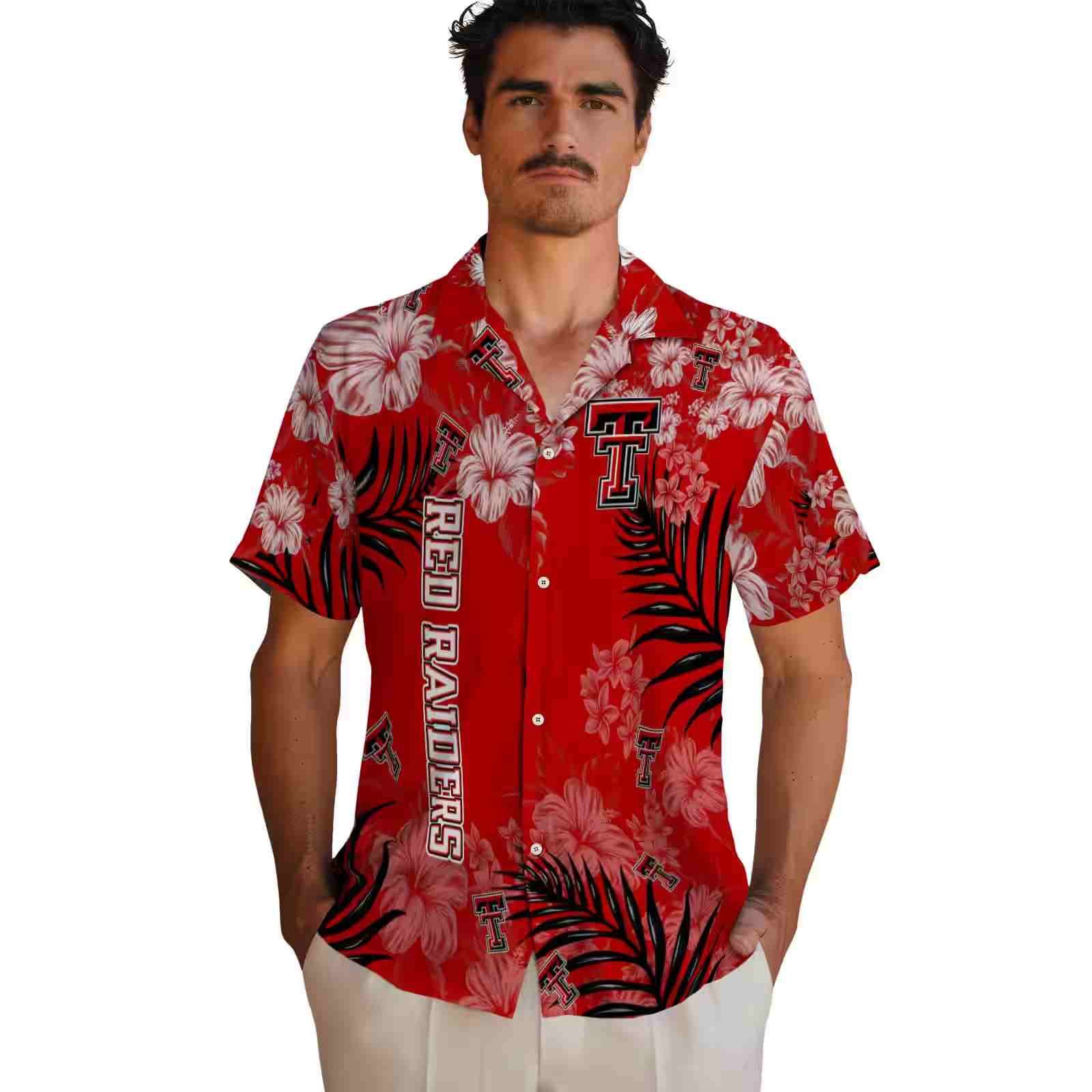 texas tech red raiders hibiscus print red hawaiian shirt fashion forward