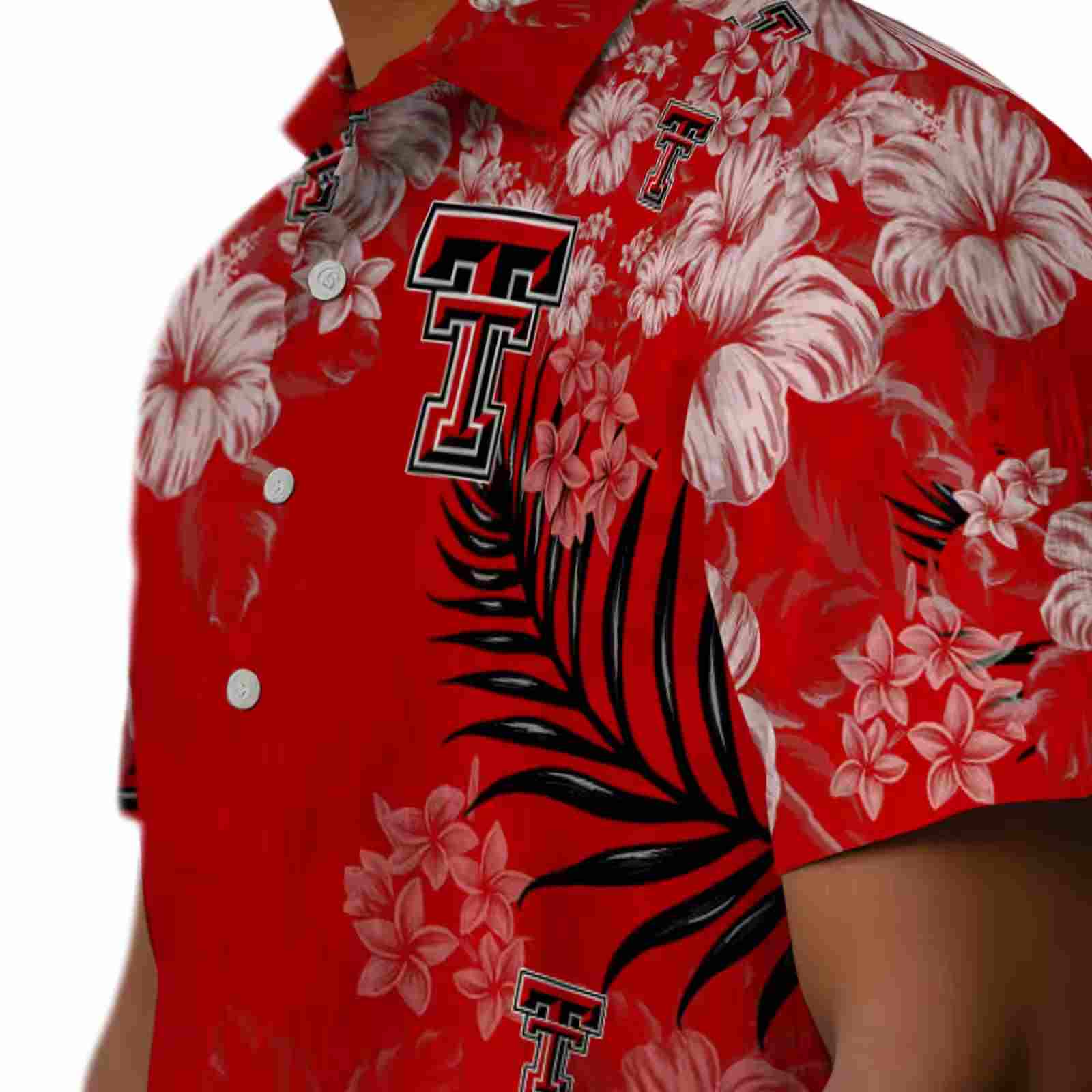 texas tech red raiders hibiscus print red hawaiian shirt trendy