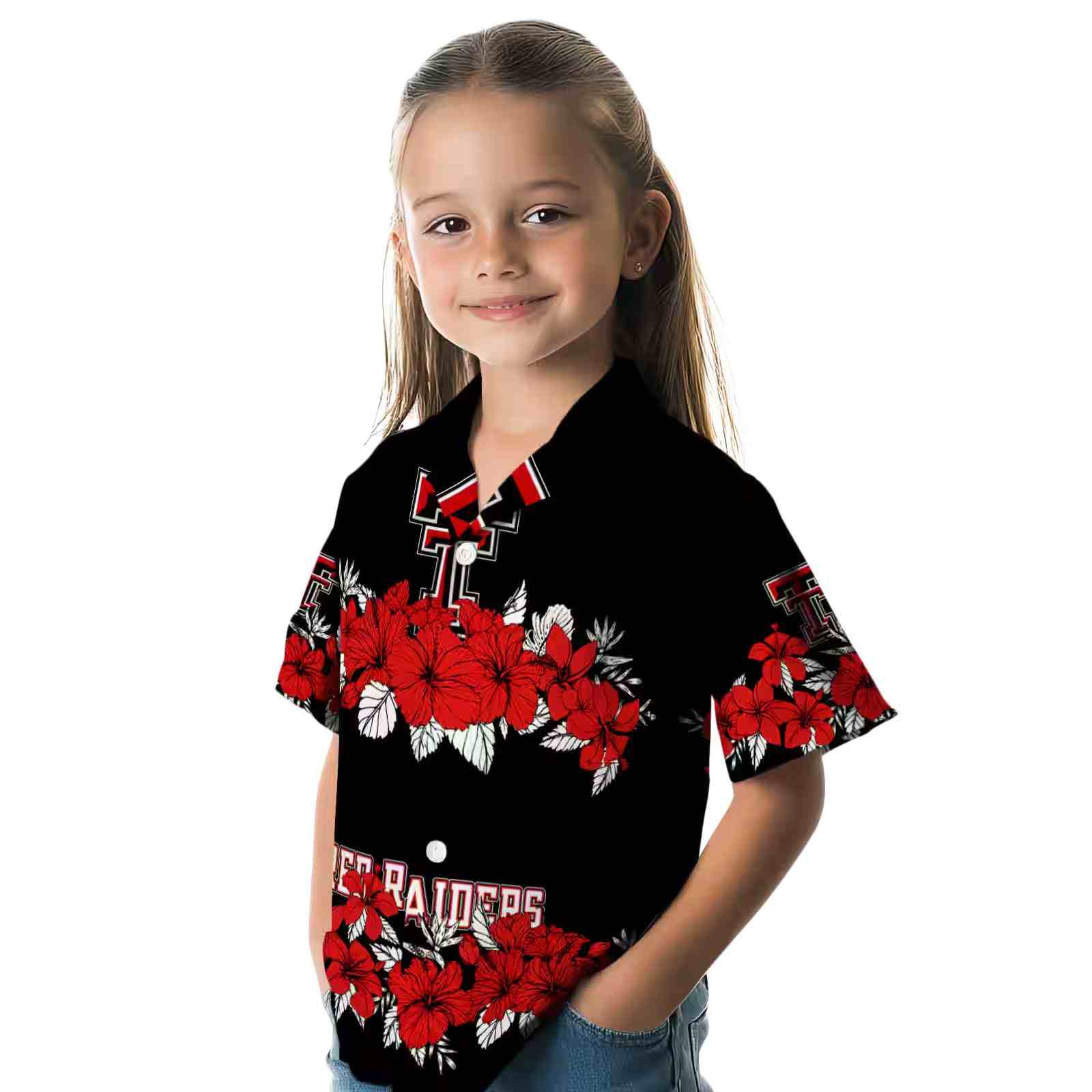 texas tech red raiders hibiscus stripe red black hawaiian shirt premium grade