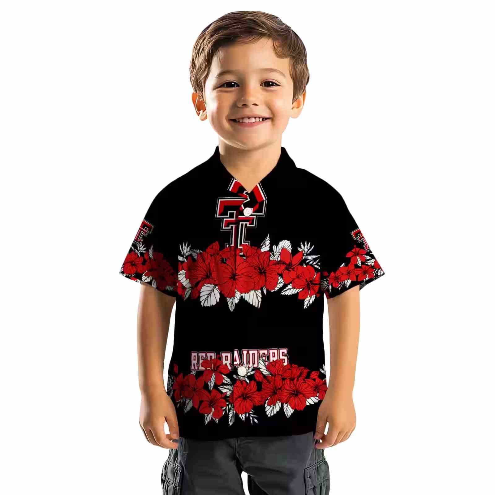 texas tech red raiders hibiscus stripe red black hawaiian shirt top rated