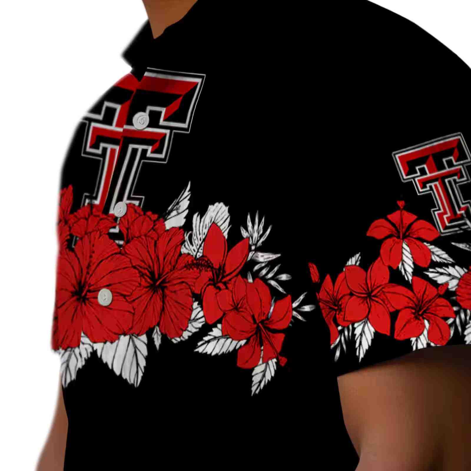 texas tech red raiders hibiscus stripe red black hawaiian shirt trendy