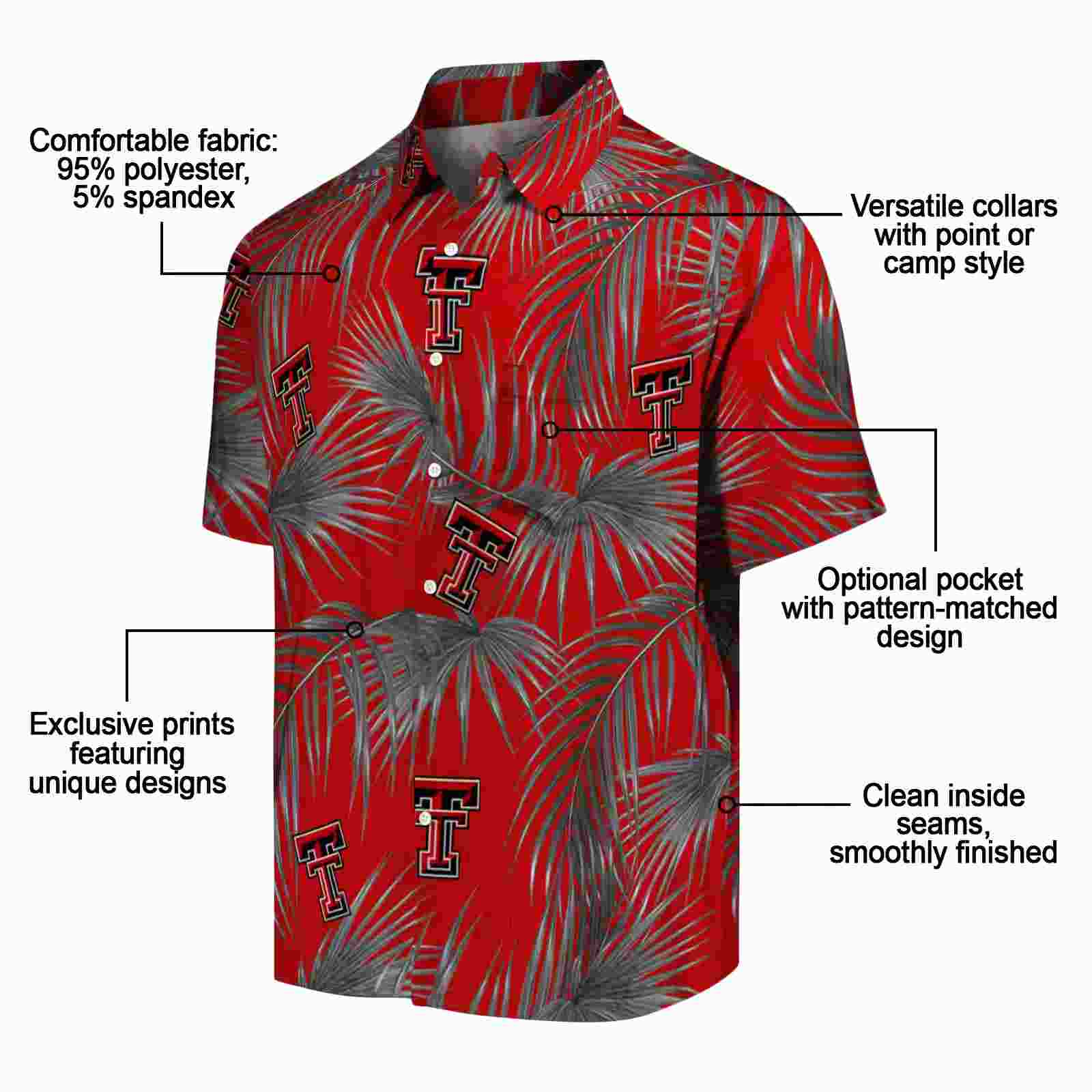 texas tech red raiders leafy palms red hawaiian shirt new arrival