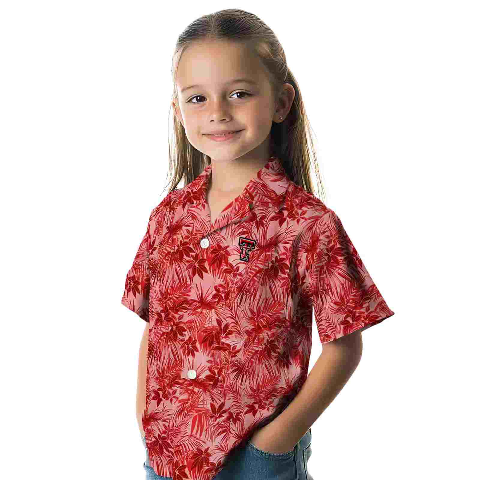 texas tech red raiders leafy pattern red hawaiian shirt premium grade