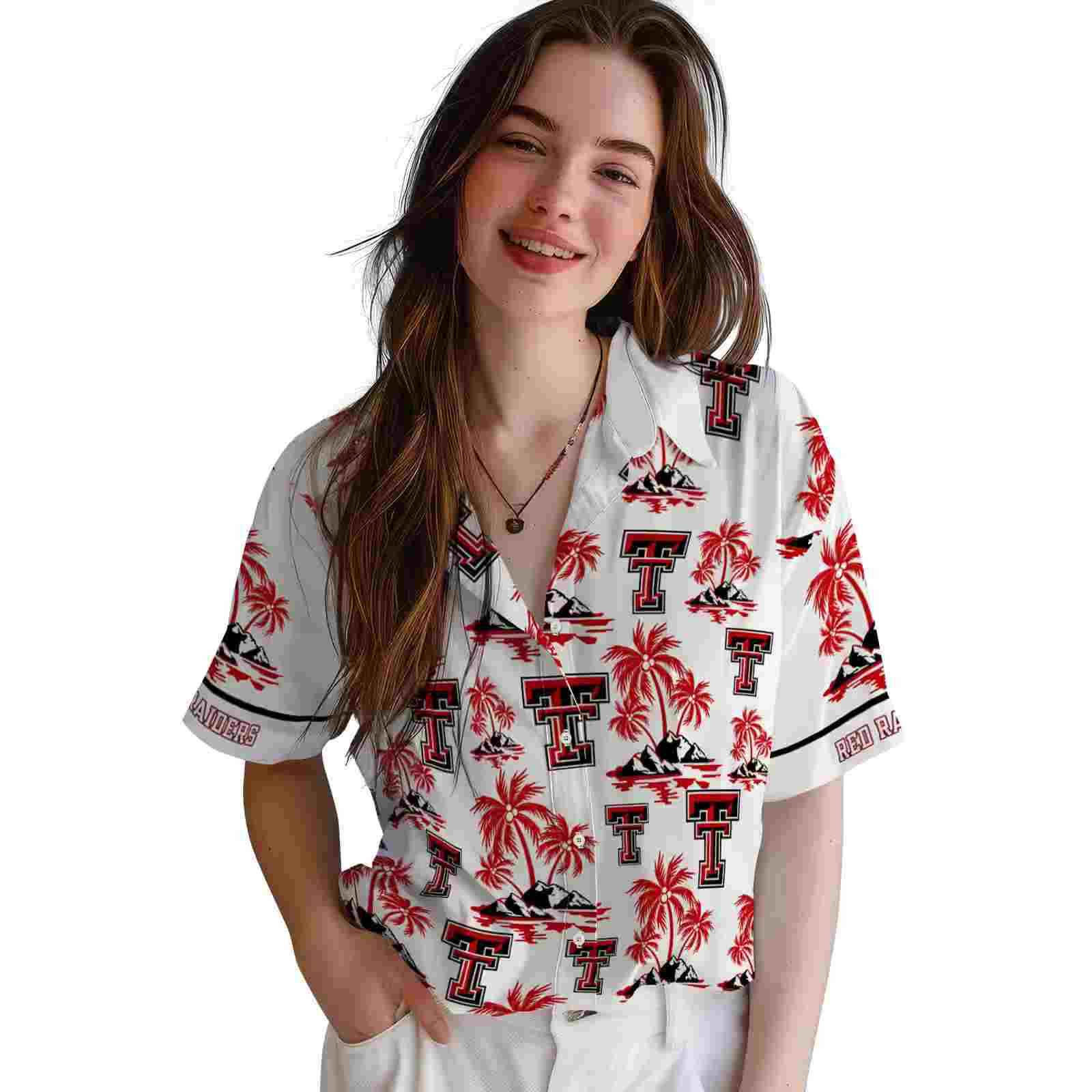 texas tech red raiders palm island print red white hawaiian shirt latest model