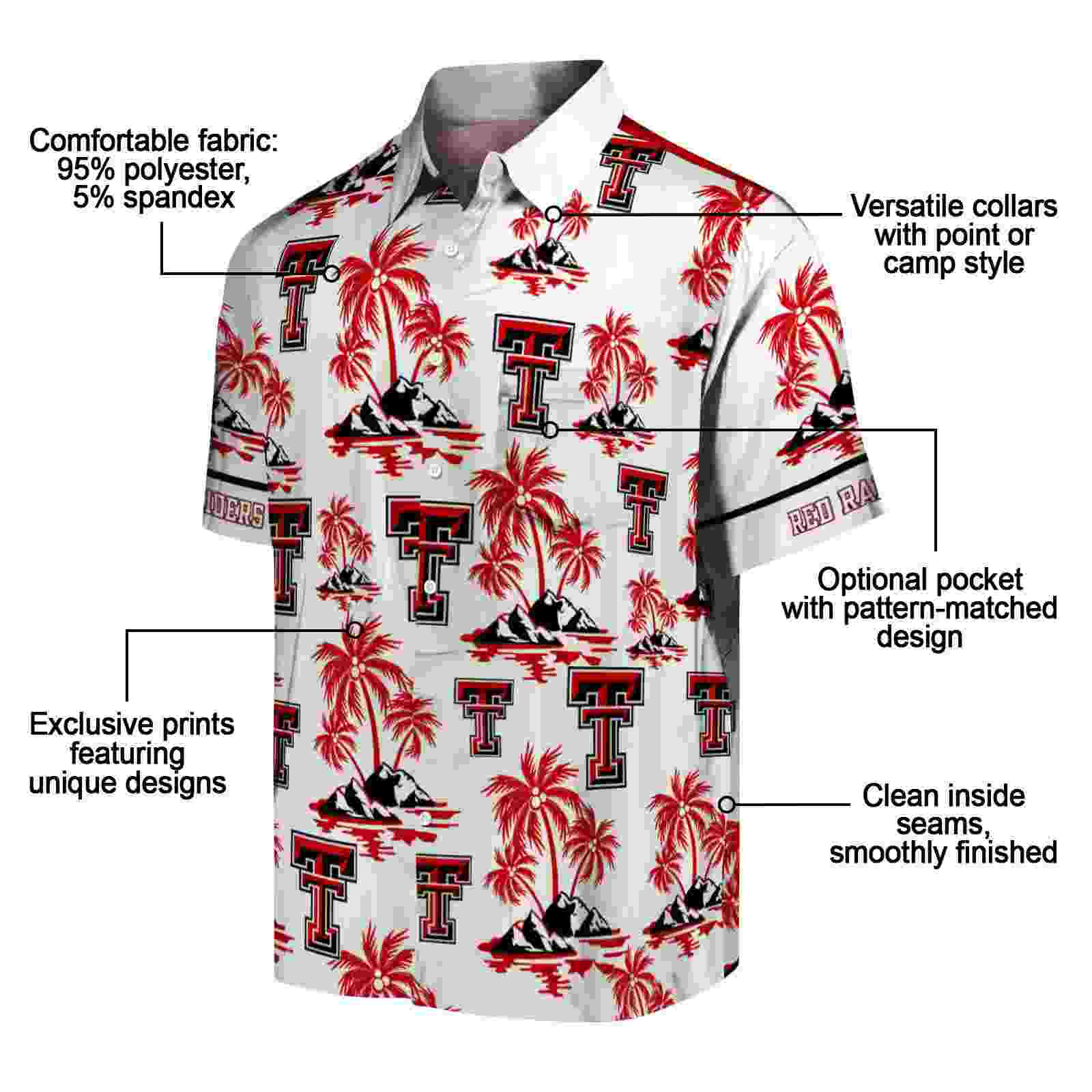 texas tech red raiders palm island print red white hawaiian shirt new arrival