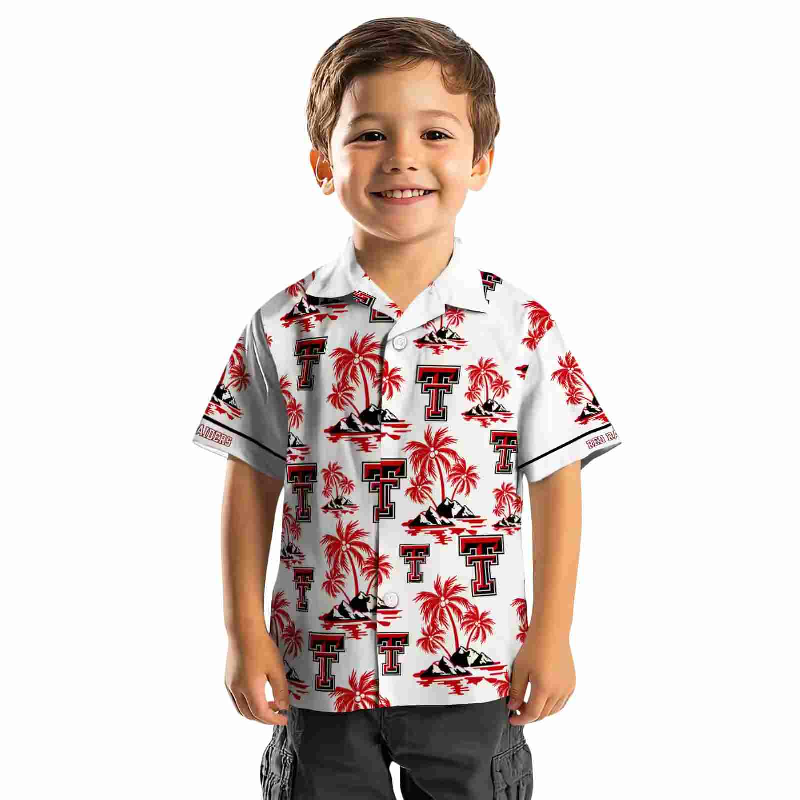 texas tech red raiders palm island print red white hawaiian shirt top rated