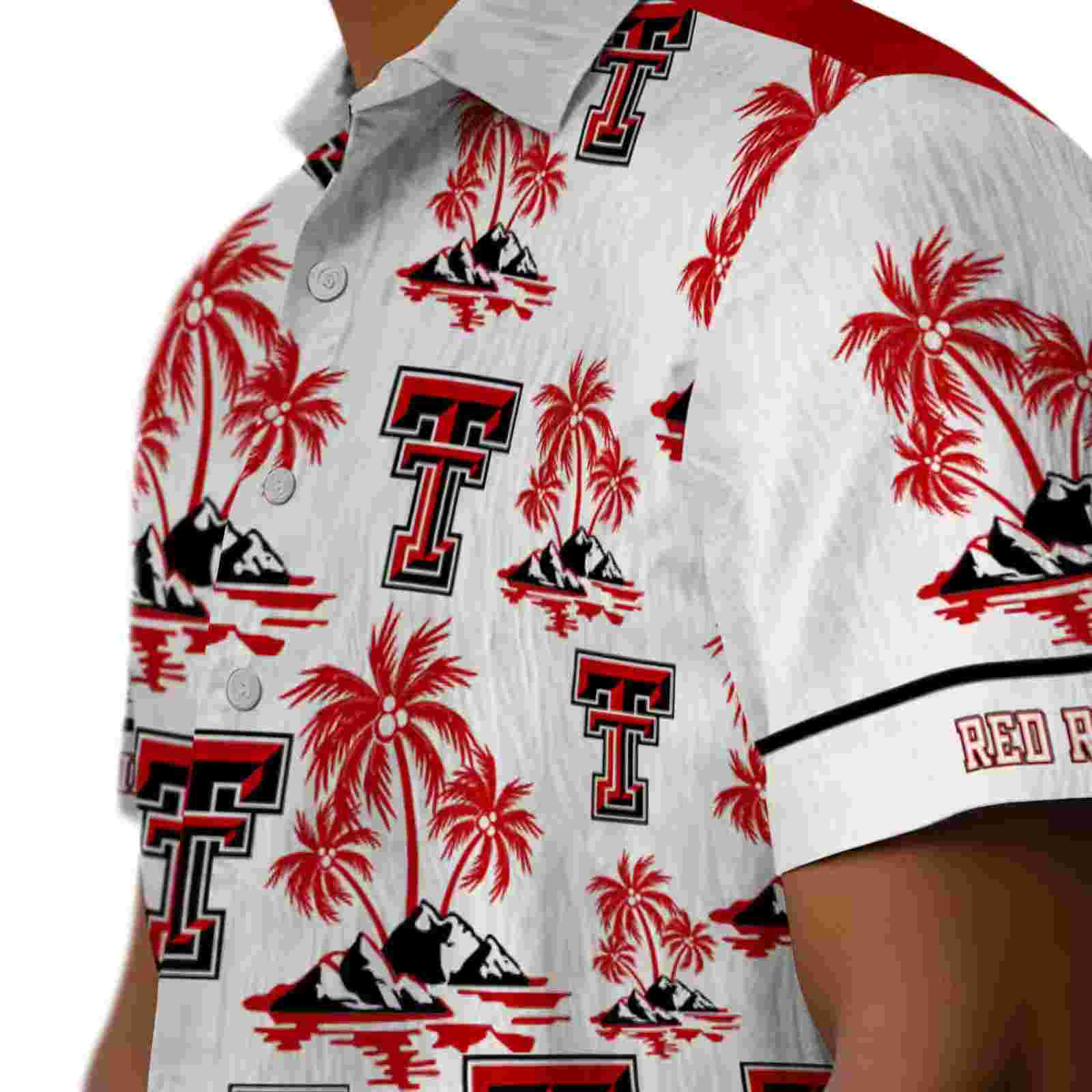 texas tech red raiders palm island print red white hawaiian shirt trendy